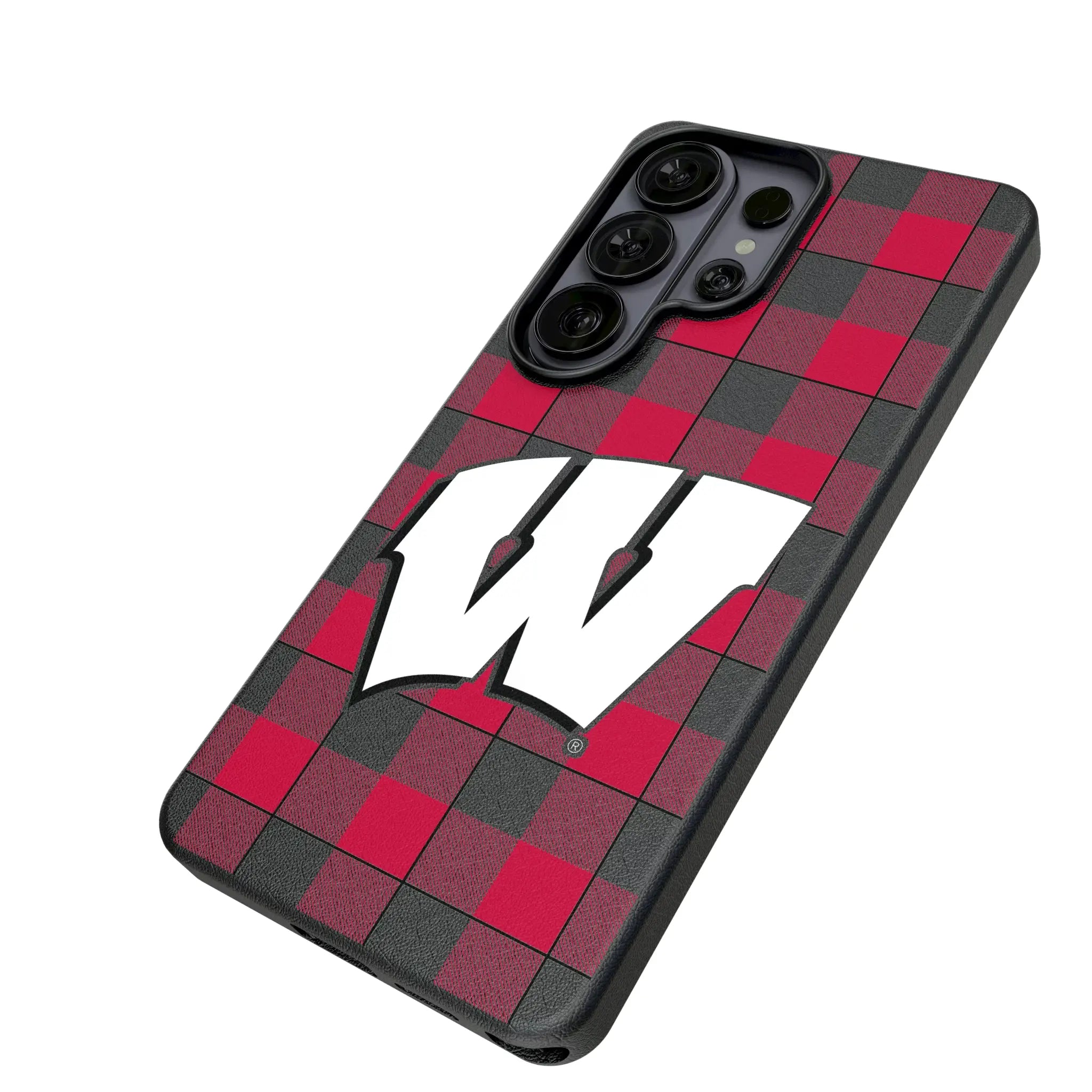 University of Wisconsin Badgers Plaid MagSafe Compatible Phone Case for Samsung Galaxy