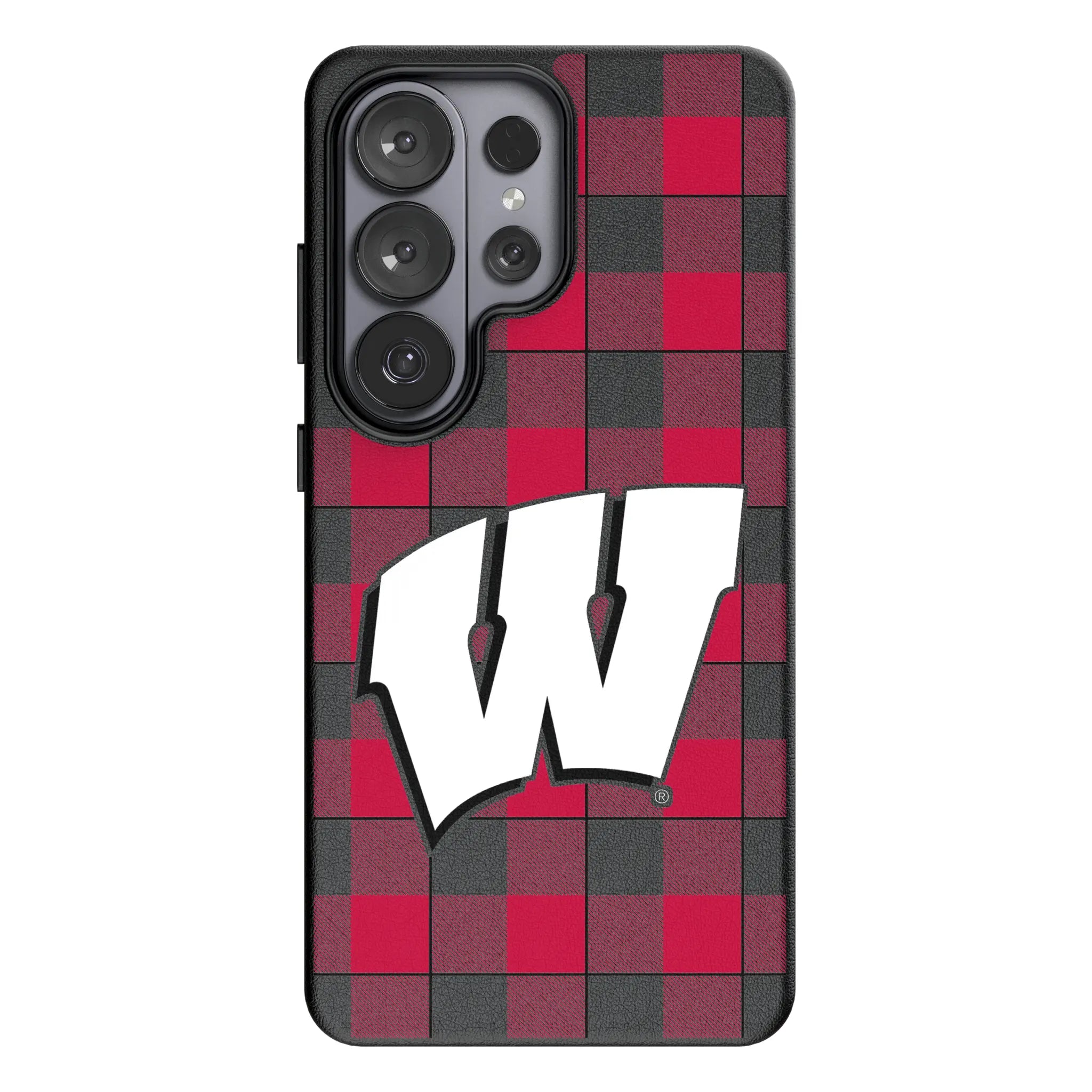 University of Wisconsin Badgers Plaid MagSafe Compatible Phone Case for Samsung Galaxy
