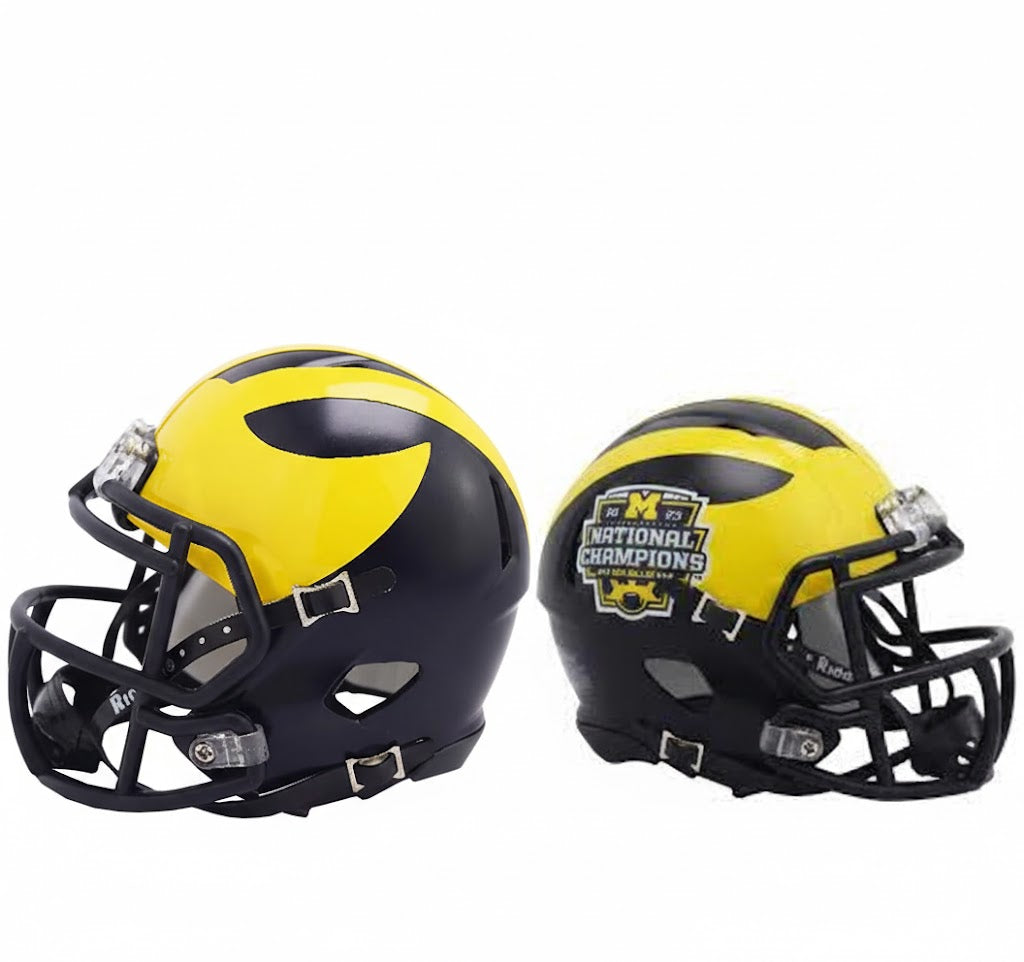 Riddell Michigan Wolverines 2023 National Champions Speed Mini Helmet - Official CFP Champs Collectible - Sports Gifts, Sports Memorabilia, Sports Collectibles, Fan Shop