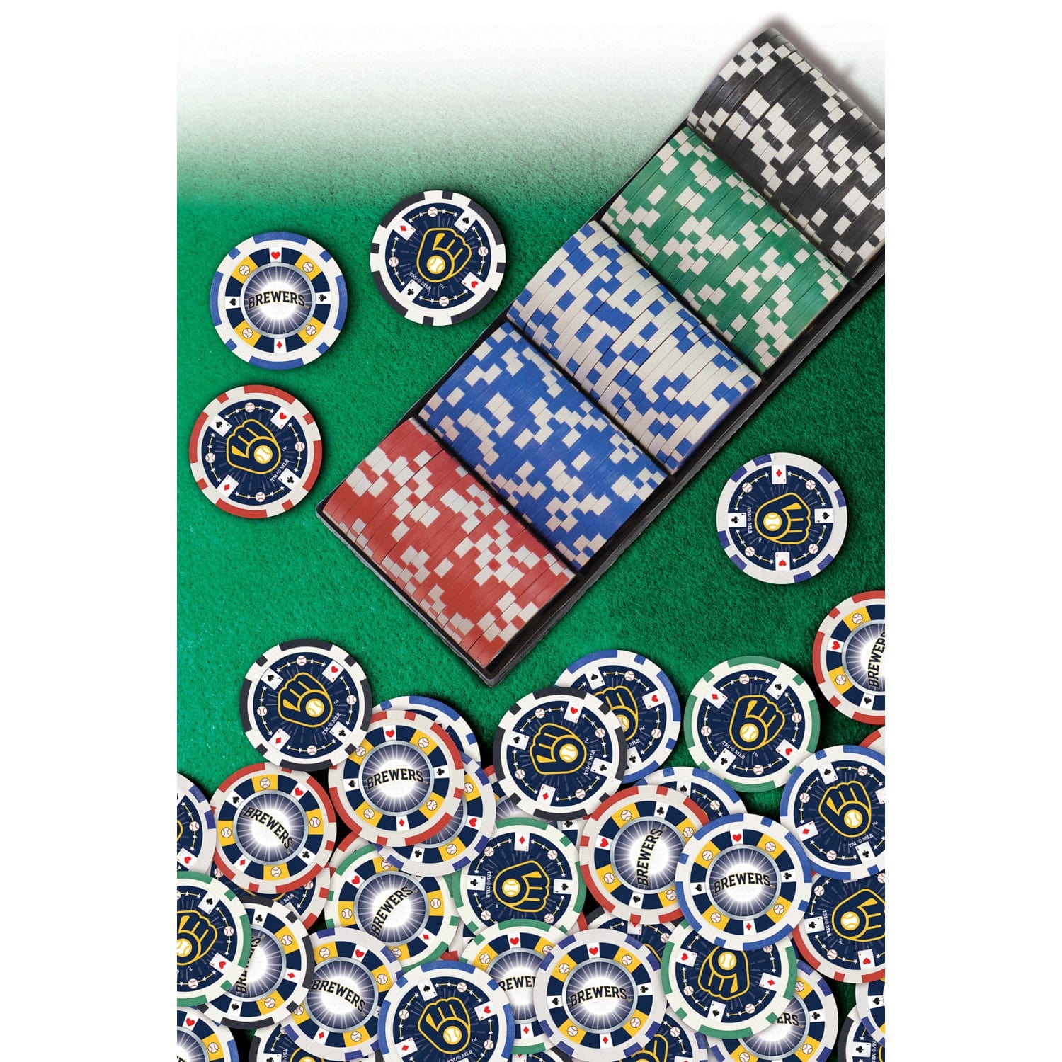 Milwaukee Brewers 100-Piece Poker Chip Set - Sports Gifts, Sports Memorabilia, Sports Collectibles, Fan Shop
