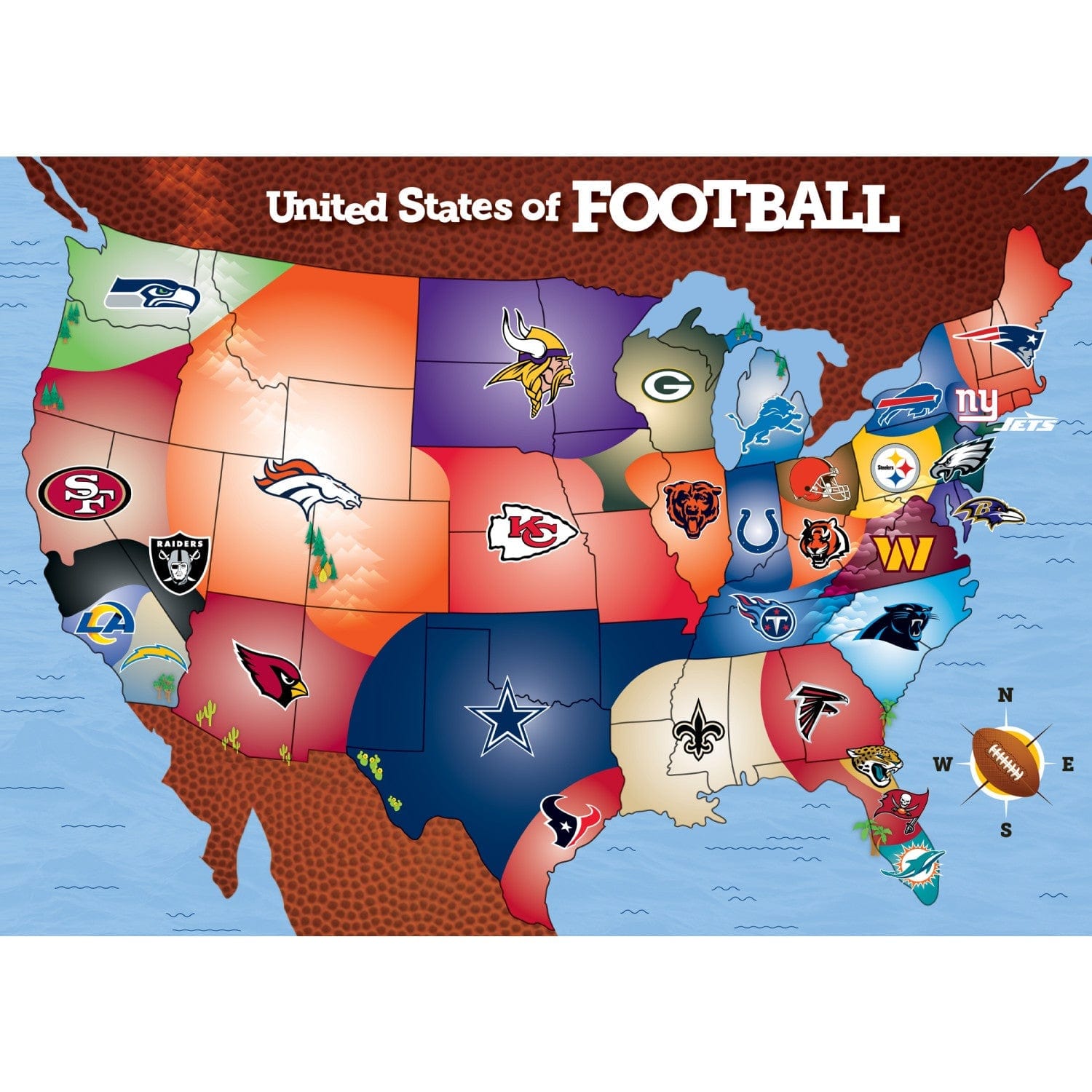 NFL 500-Piece Jigsaw Puzzle - League Map - Sports Gifts, Sports Memorabilia, Sports Collectibles, Fan Shop