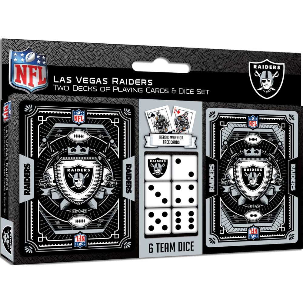 Las Vegas Raiders 2-Pack Playing Cards and Dice Set - Sports Gifts, Sports Memorabilia, Sports Collectibles, Fan Shop