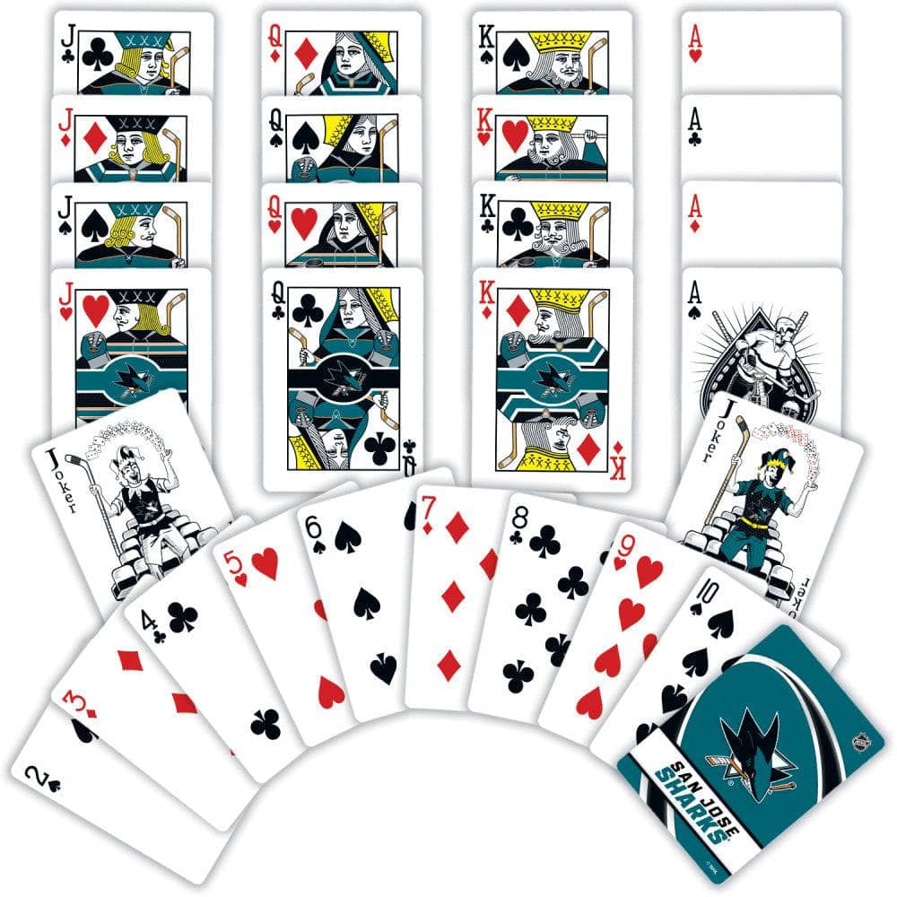 San Jose Sharks Official Playing Cards - 54 Card Deck - Sports Gifts, Sports Memorabilia, Sports Collectibles, Fan Shop