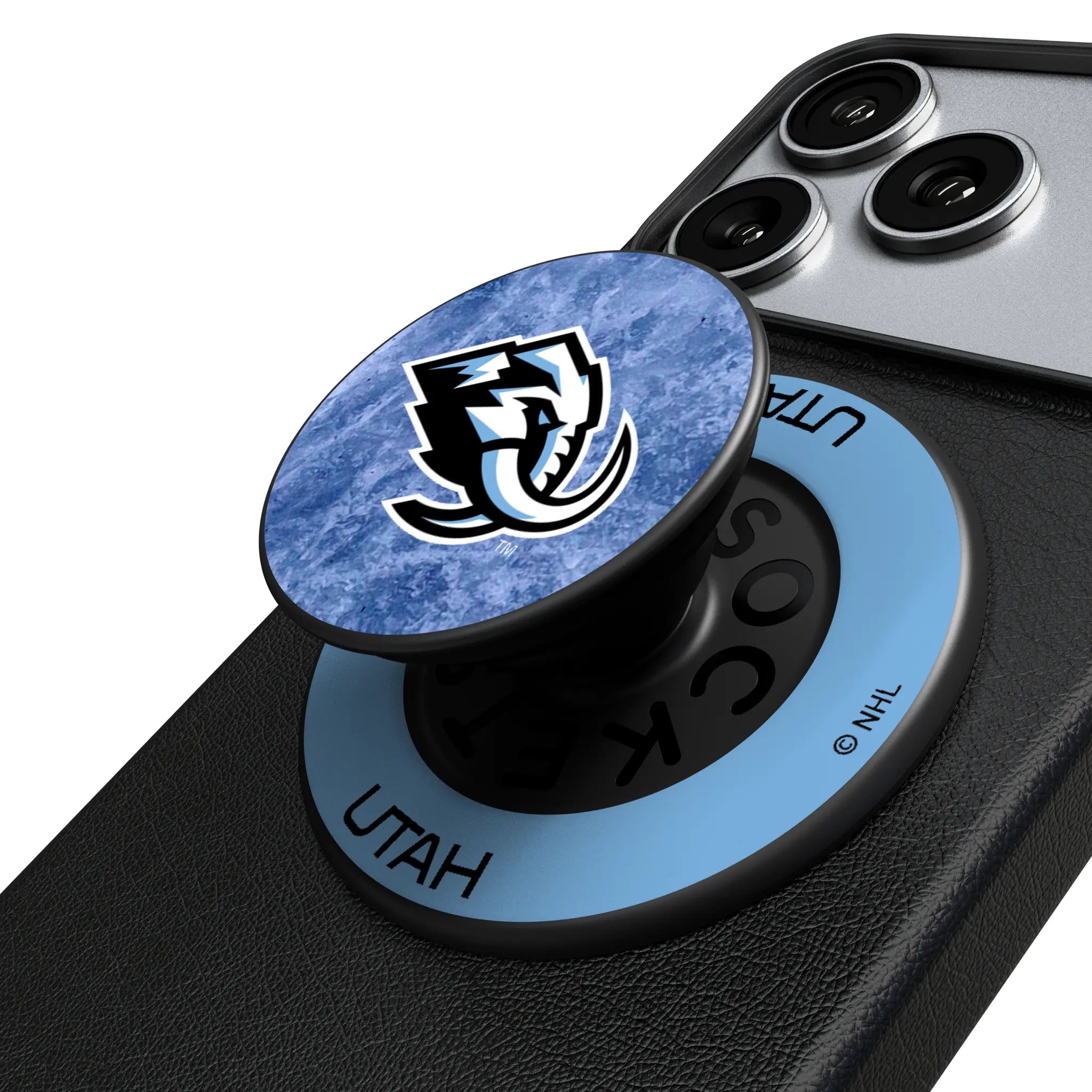 Utah Mammoth Ice Wordmark PopSockets Magnetic Phone Grip and Stand