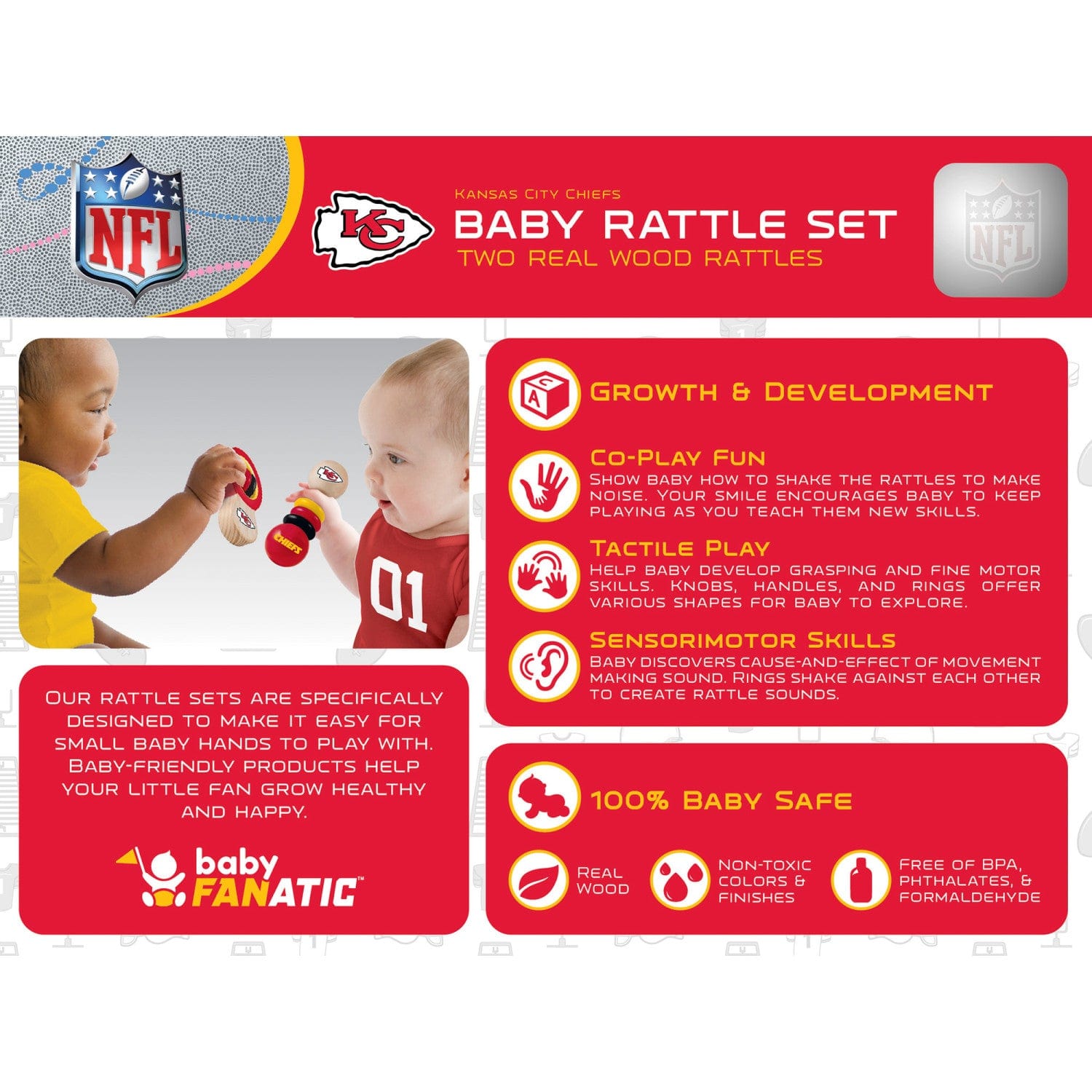 Kansas City Chiefs Baby Rattles 2-Pack