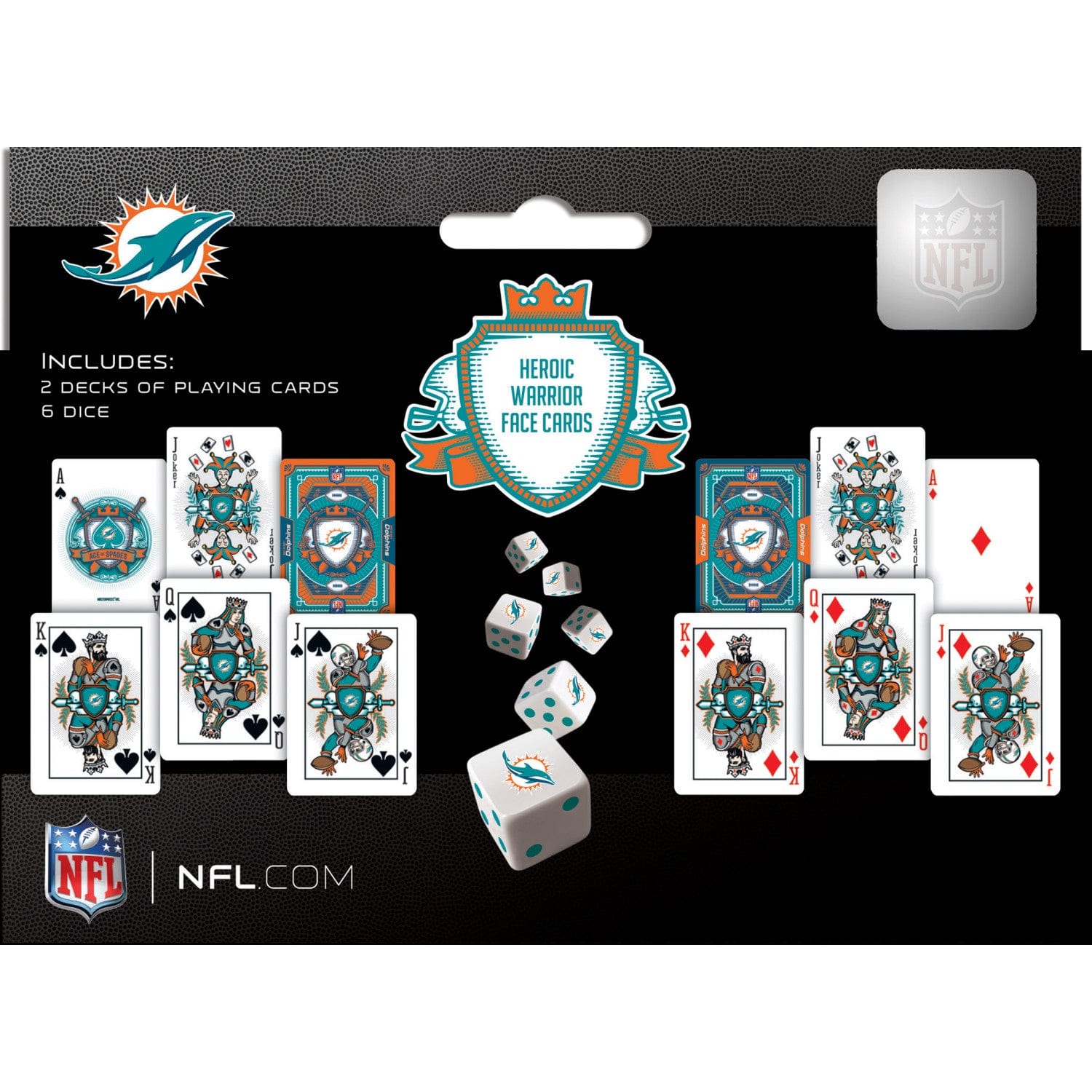 Miami Dolphins 2-Pack Playing Cards and Dice Set