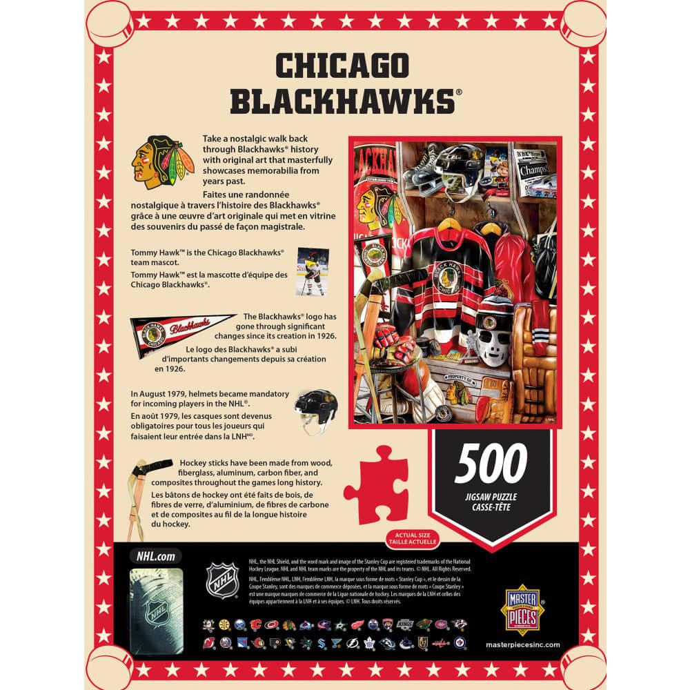 Chicago Blackhawks Locker Room 500-Piece Jigsaw Puzzle - Sports Gifts, Sports Memorabilia, Sports Collectibles, Fan Shop