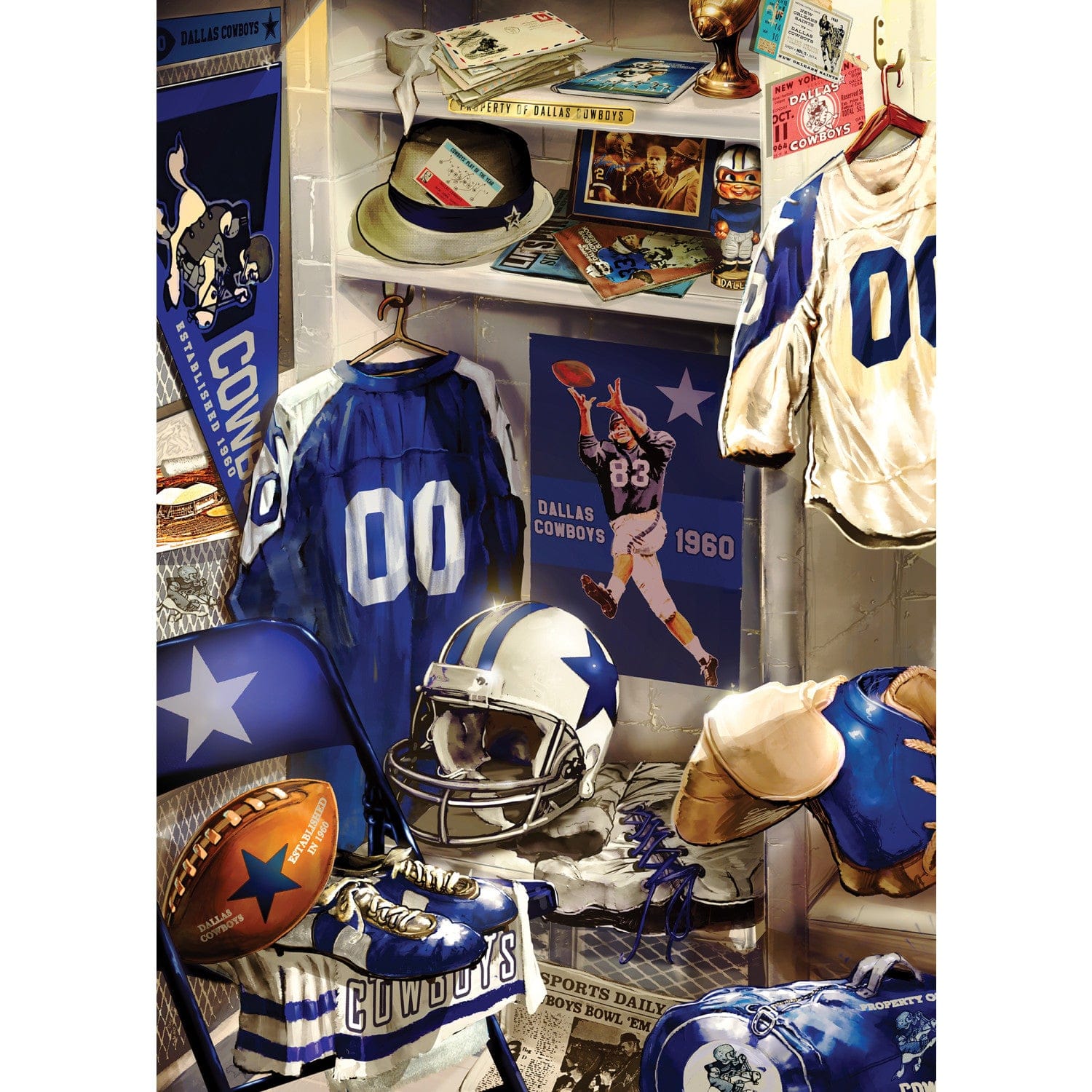 Dallas Cowboys Locker Room 500-Piece Jigsaw Puzzle - Sports Gifts, Sports Memorabilia, Sports Collectibles, Fan Shop