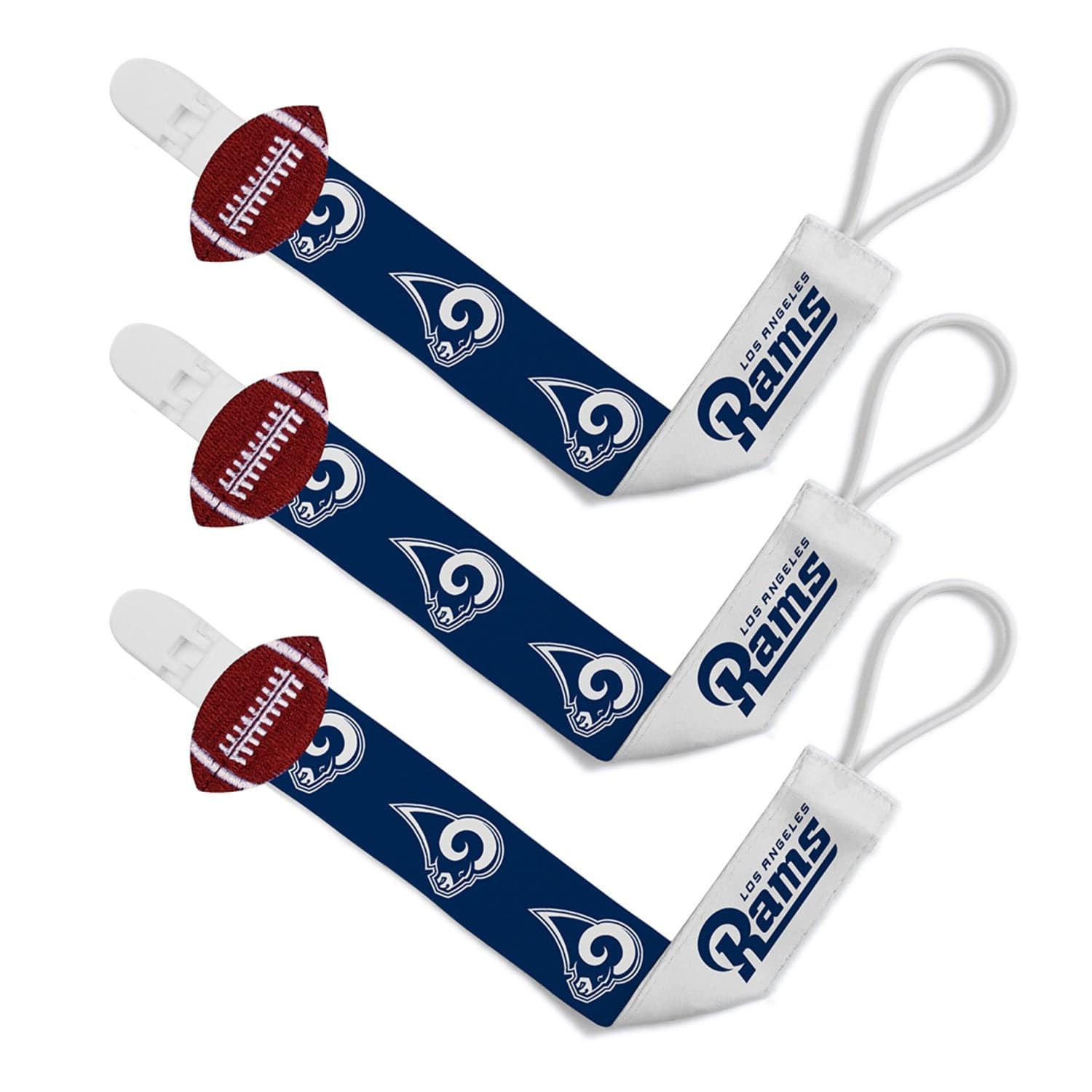Los Angeles Rams Pacifier Clip Set - 3-Pack - Sports Gifts, Sports Memorabilia, Sports Collectibles, Fan Shop