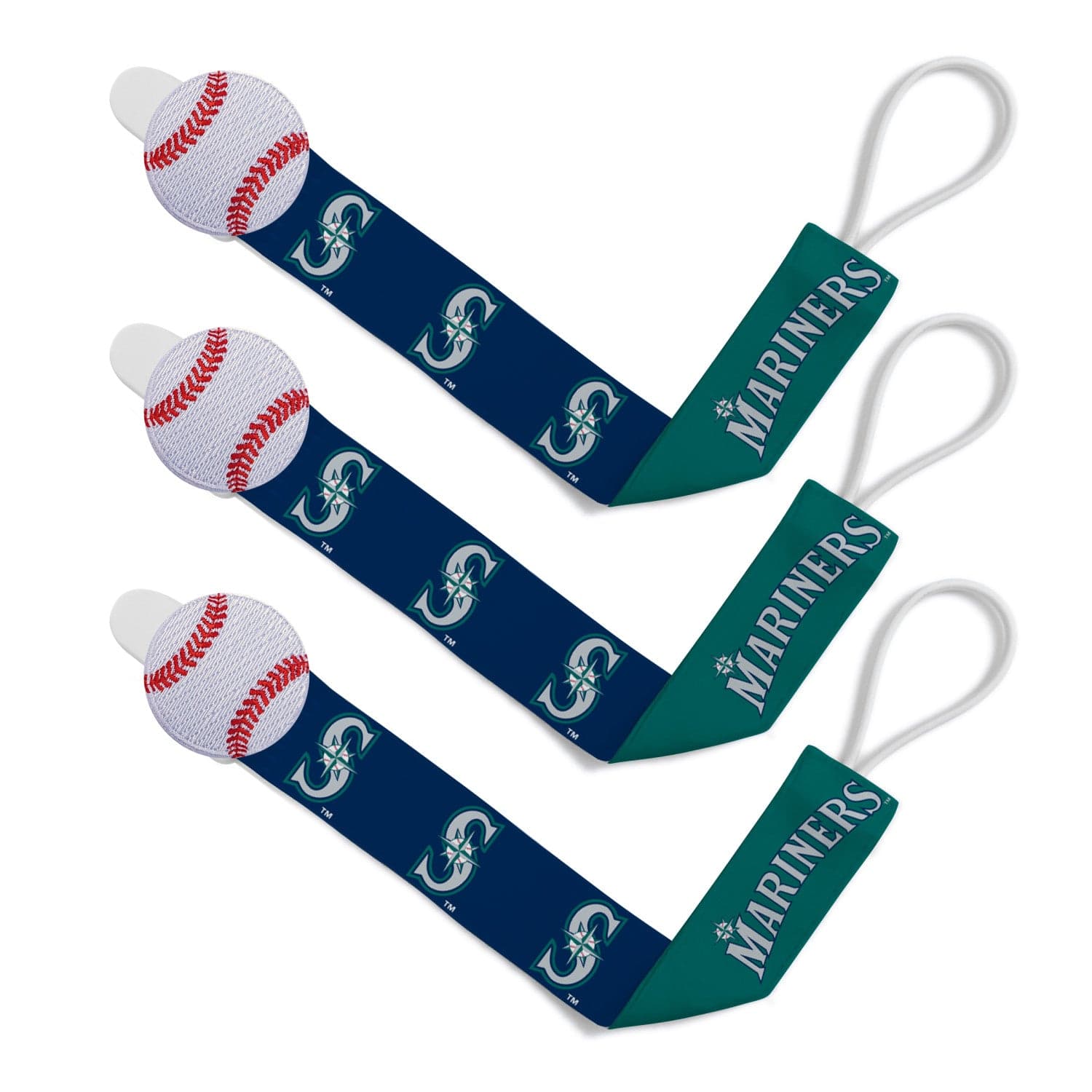 Seattle Mariners Pacifier Clip Set - 3-Pack - Sports Gifts, Sports Memorabilia, Sports Collectibles, Fan Shop