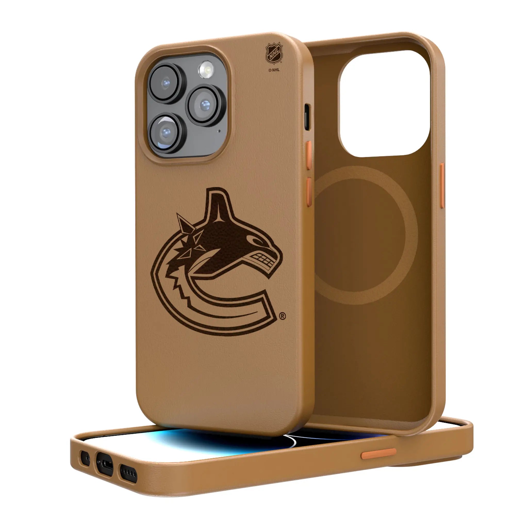 Vancouver Canucks Woodburned Brown Magnetic Case