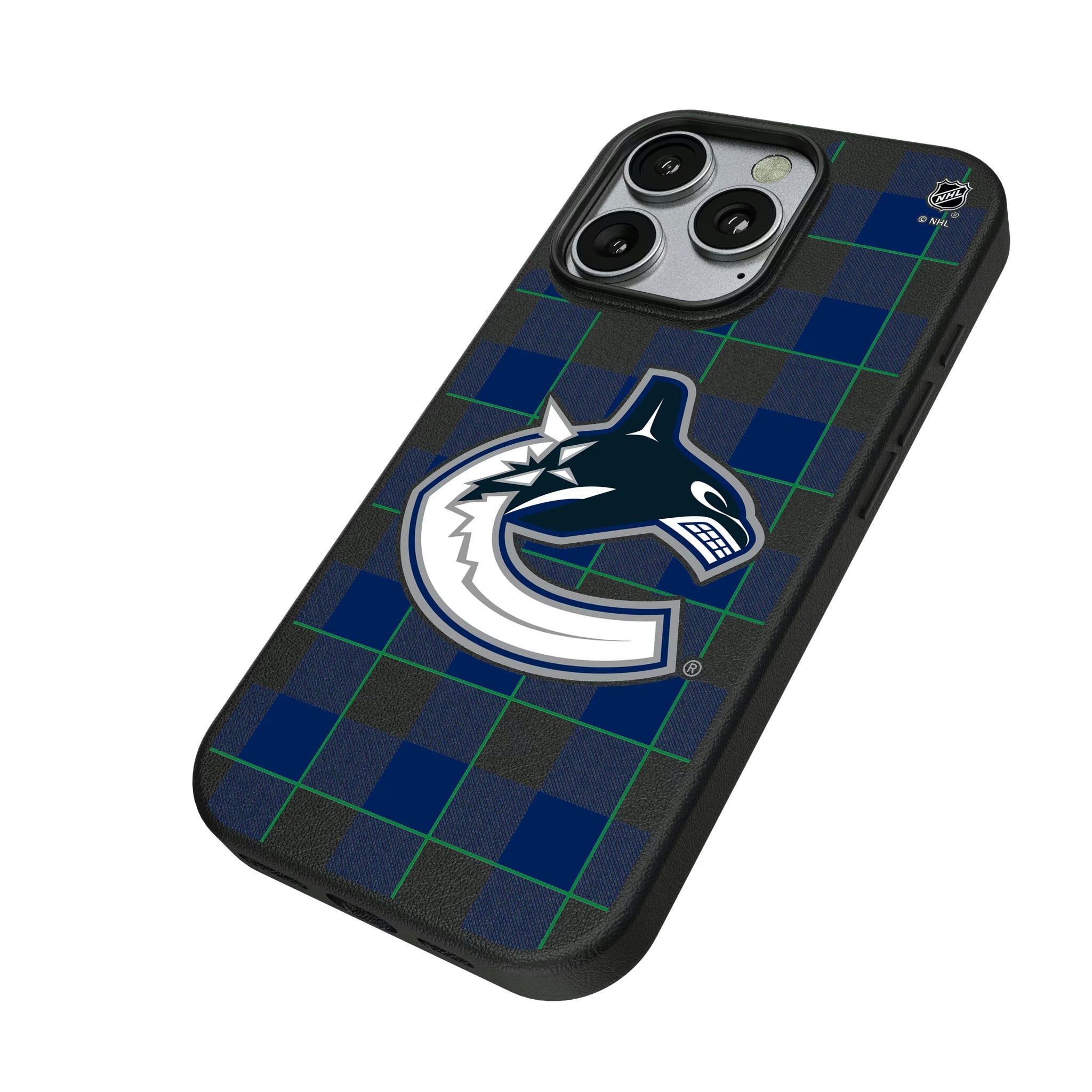 Vancouver Canucks Plaid MagSafe Compatible Phone Case for Apple iPhone - Sports Gifts, Sports Memorabilia, Sports Collectibles, Fan Shop