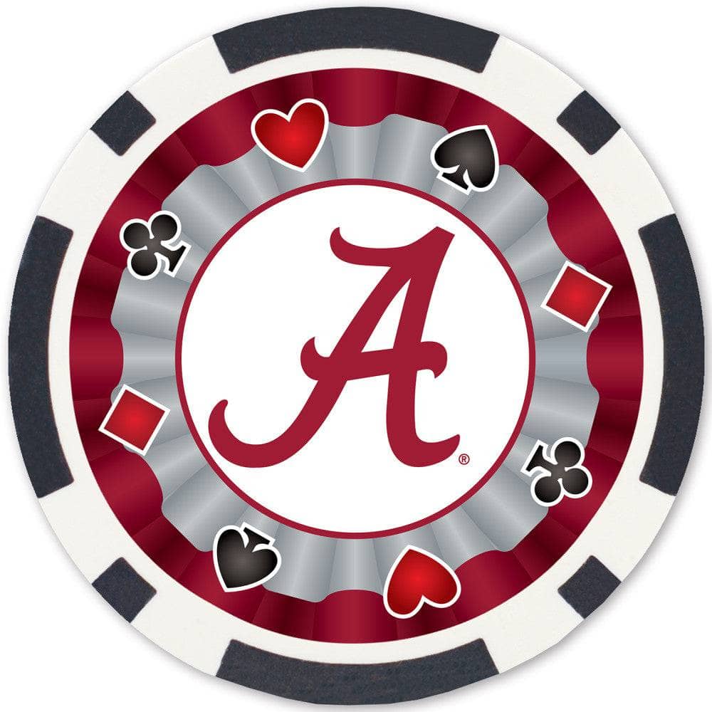 Alabama Crimson Tide 100-Piece Poker Chip Set - Sports Gifts, Sports Memorabilia, Sports Collectibles, Fan Shop