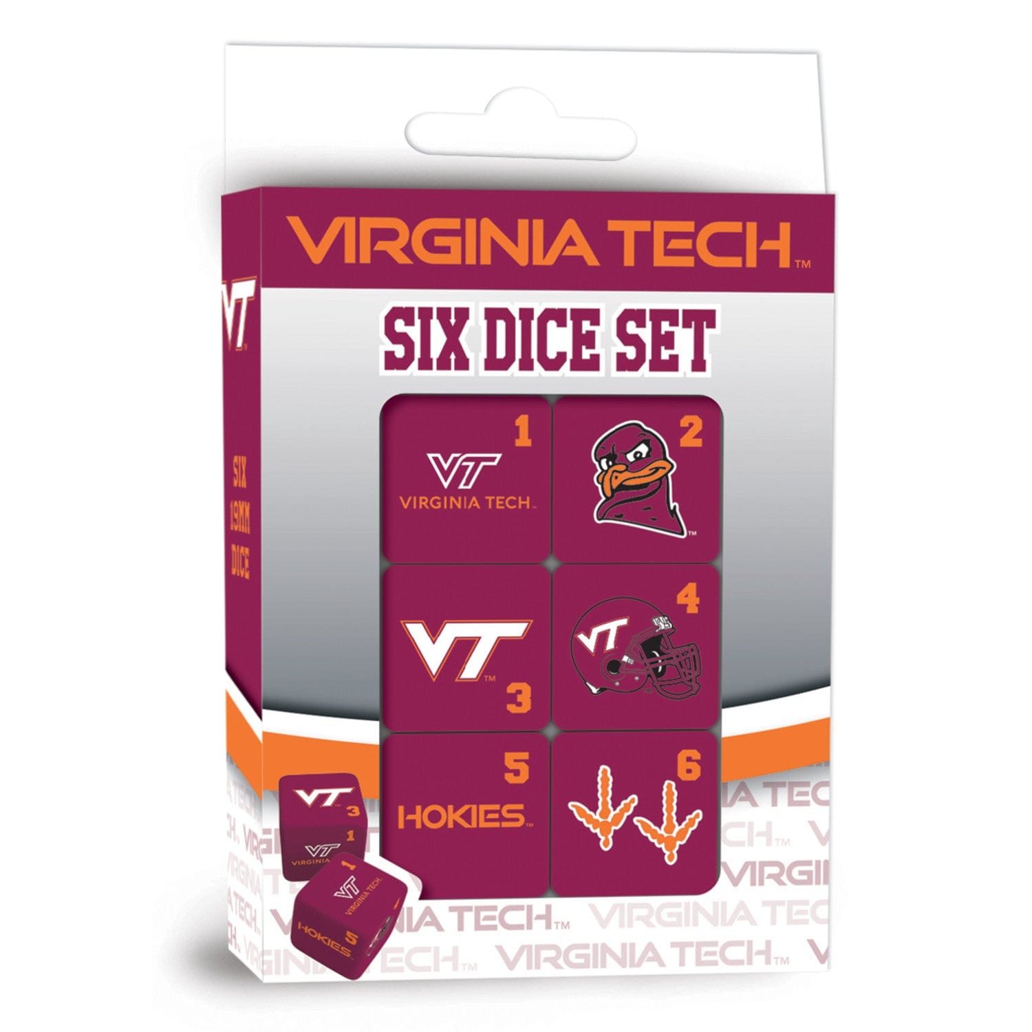 Virginia Tech Hokies Official Dice Set - Sports Gifts, Sports Memorabilia, Sports Collectibles, Fan Shop