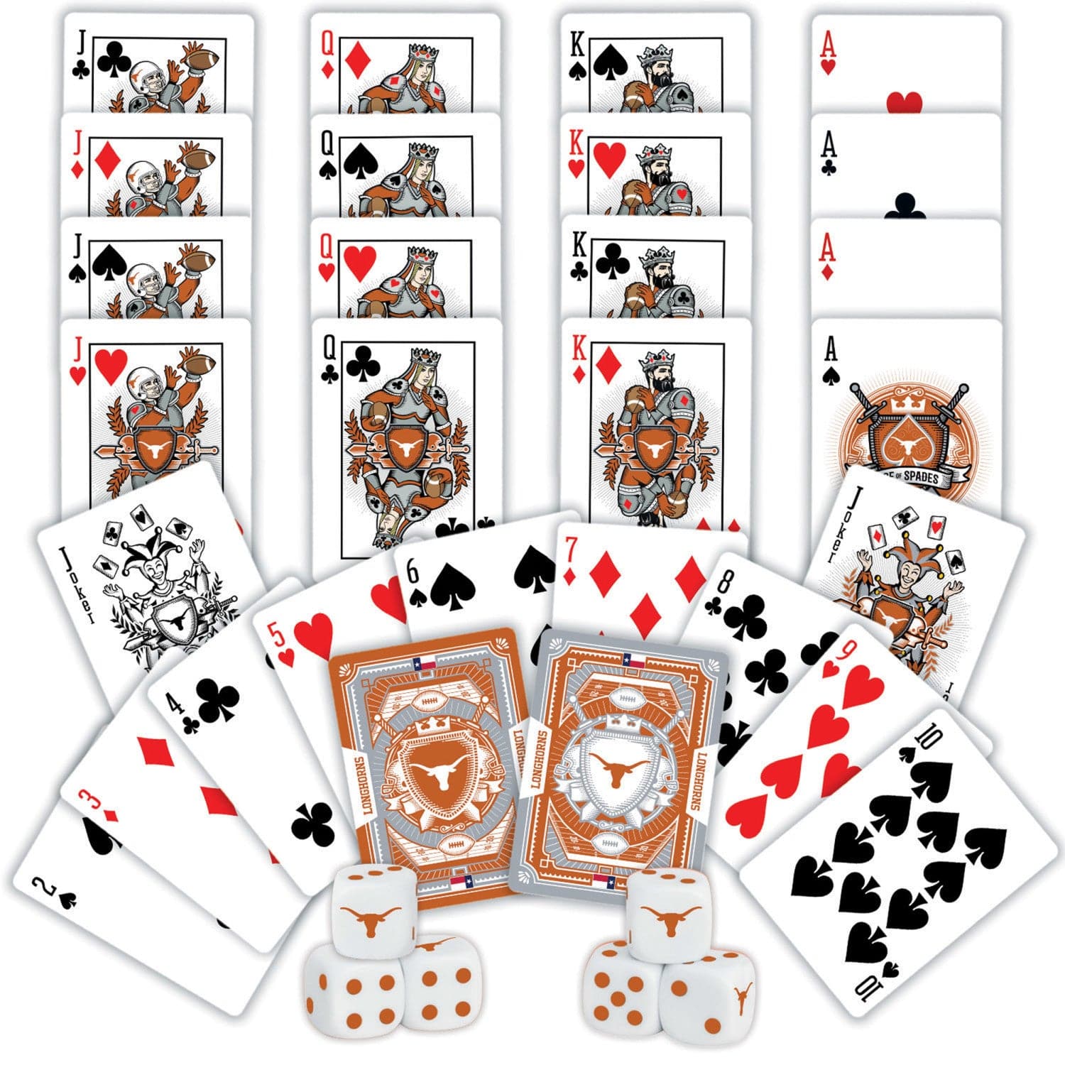 Texas Longhorns 2-Pack Playing Cards and Dice Set