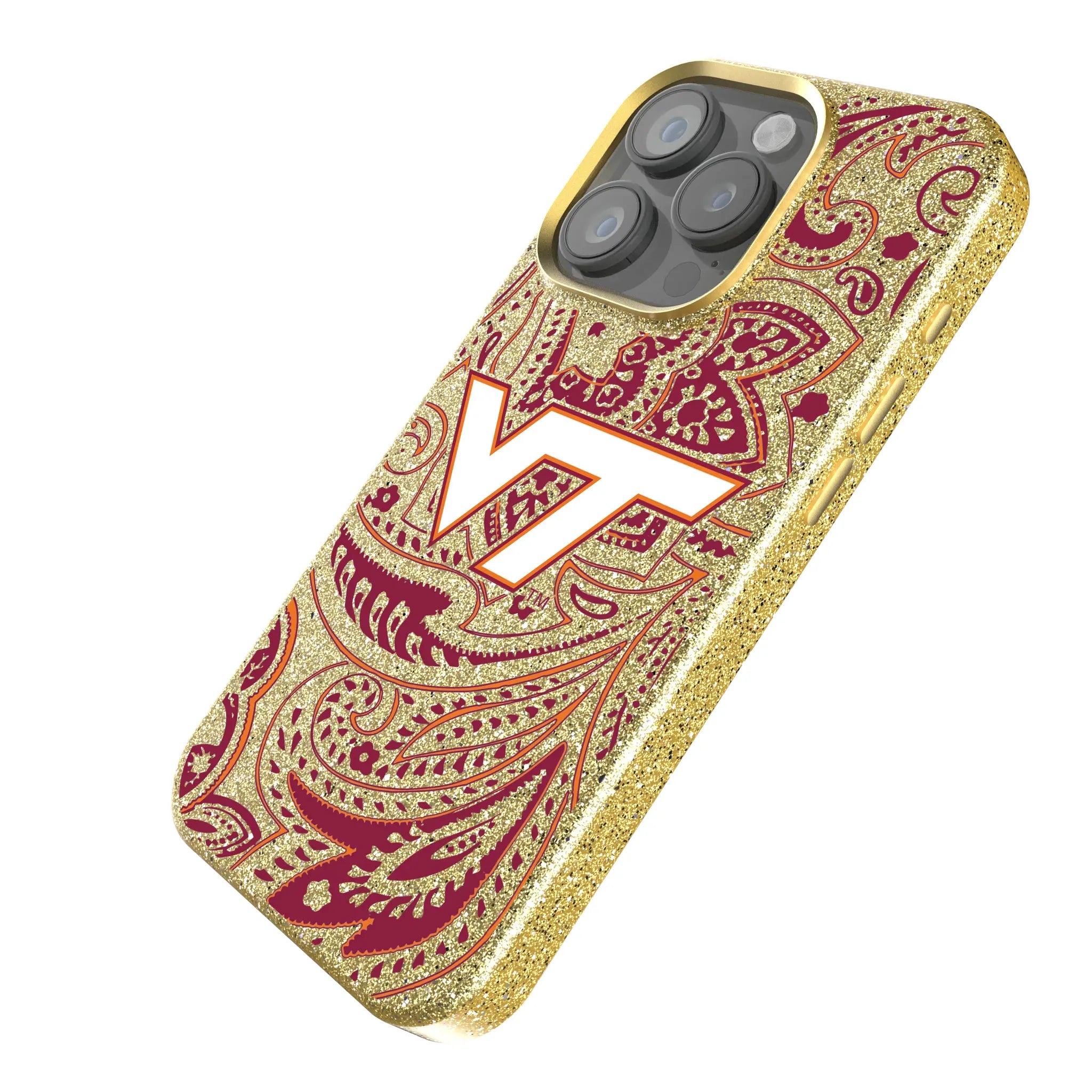 Virginia Tech Hokies Paisley Bling Phone Case