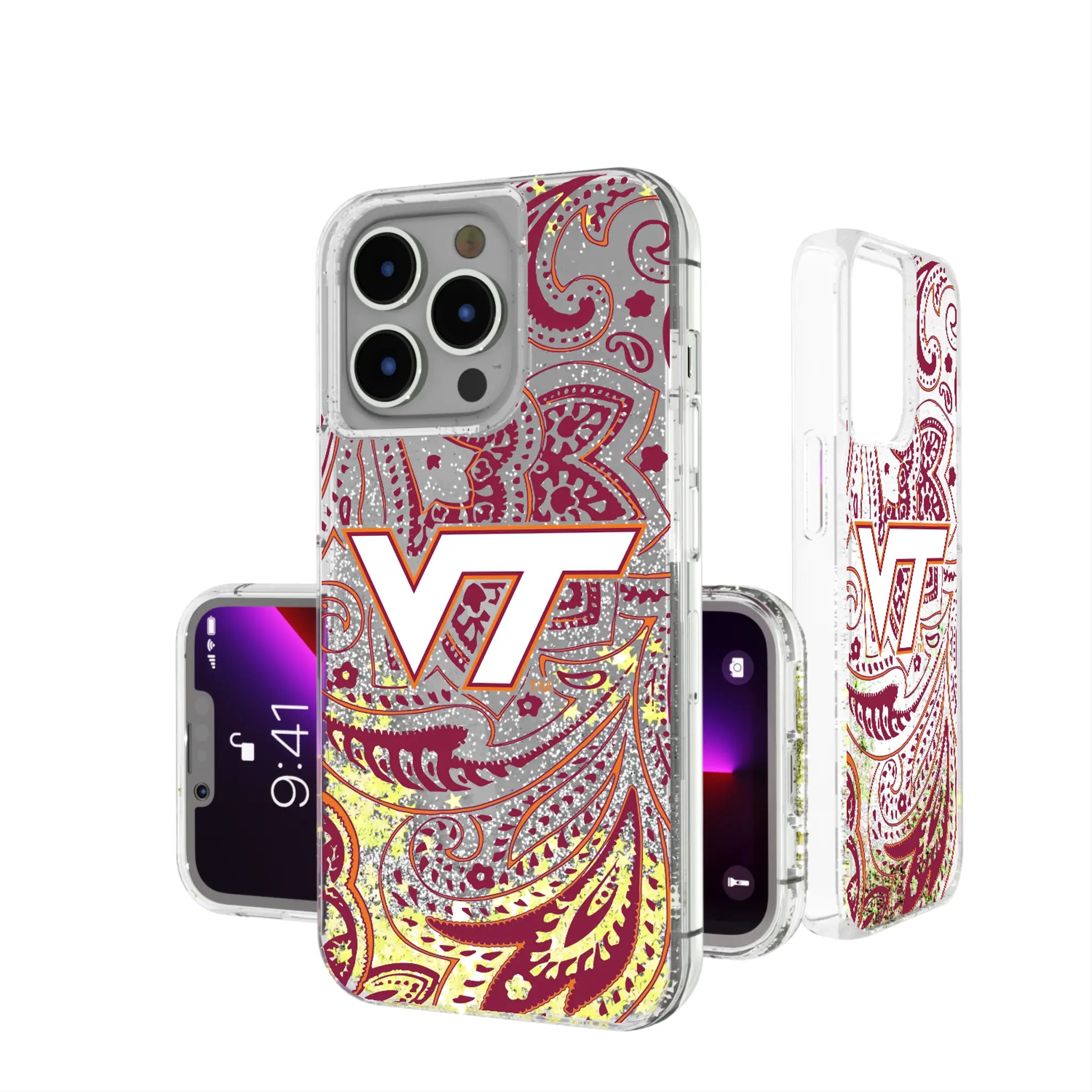 Virginia Tech Hokies Paisley Glitter Phone Case