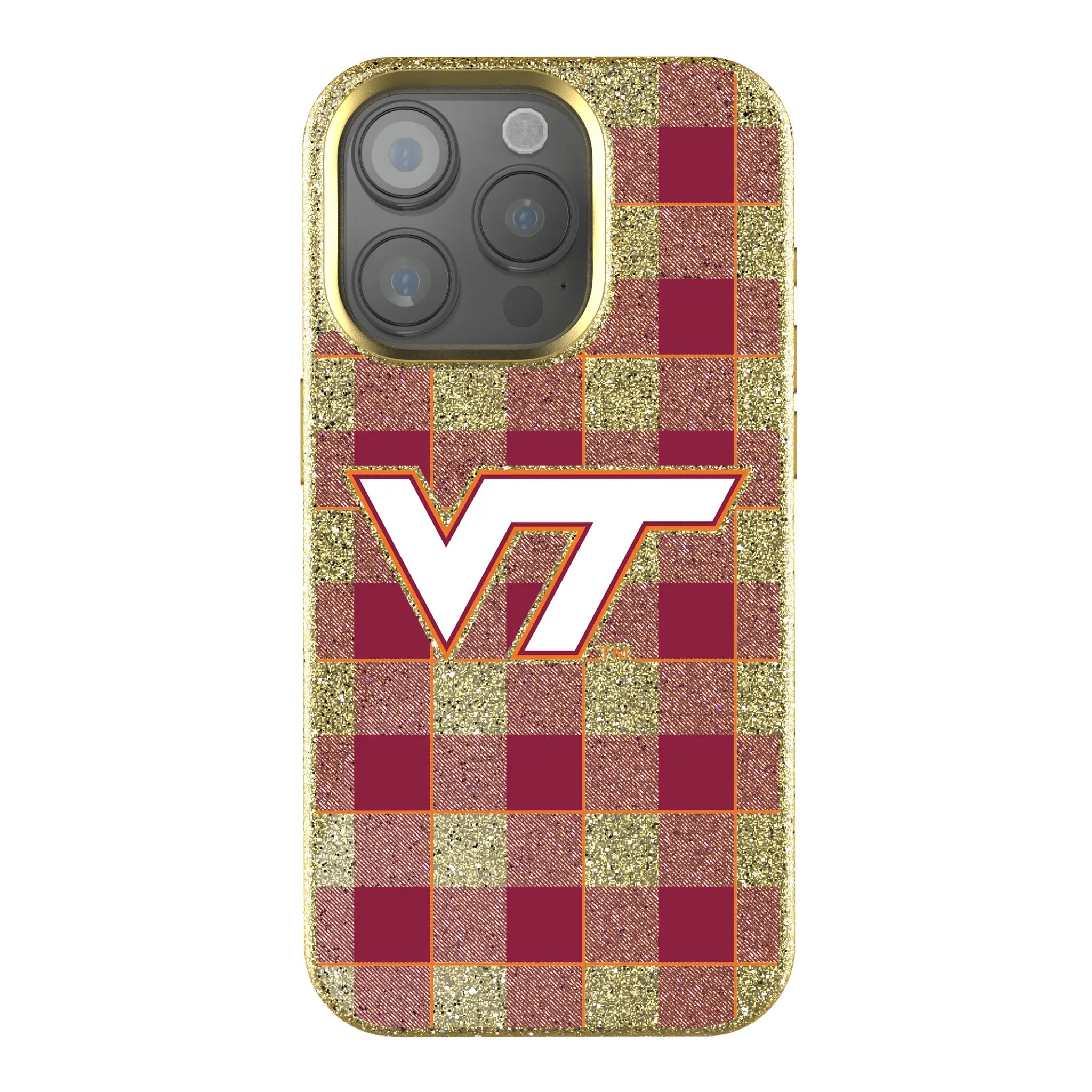 Virginia Tech Hokies Plaid Bling Phone Case