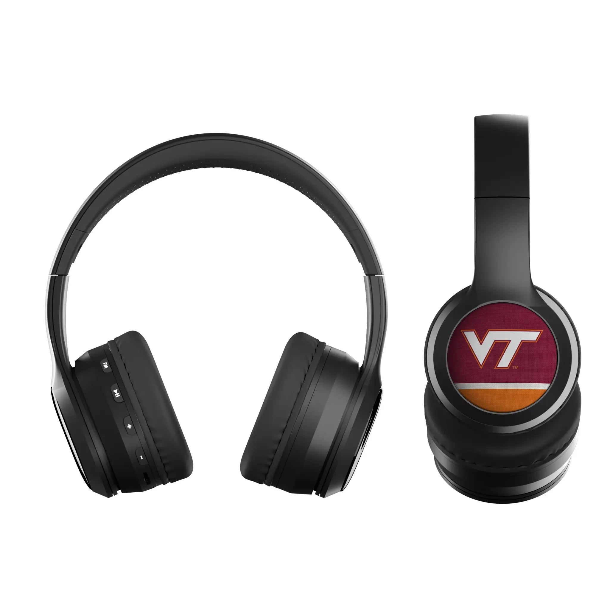 Virginia Tech Hokies Stripe Wireless Over-Ear BT Headphones With Case