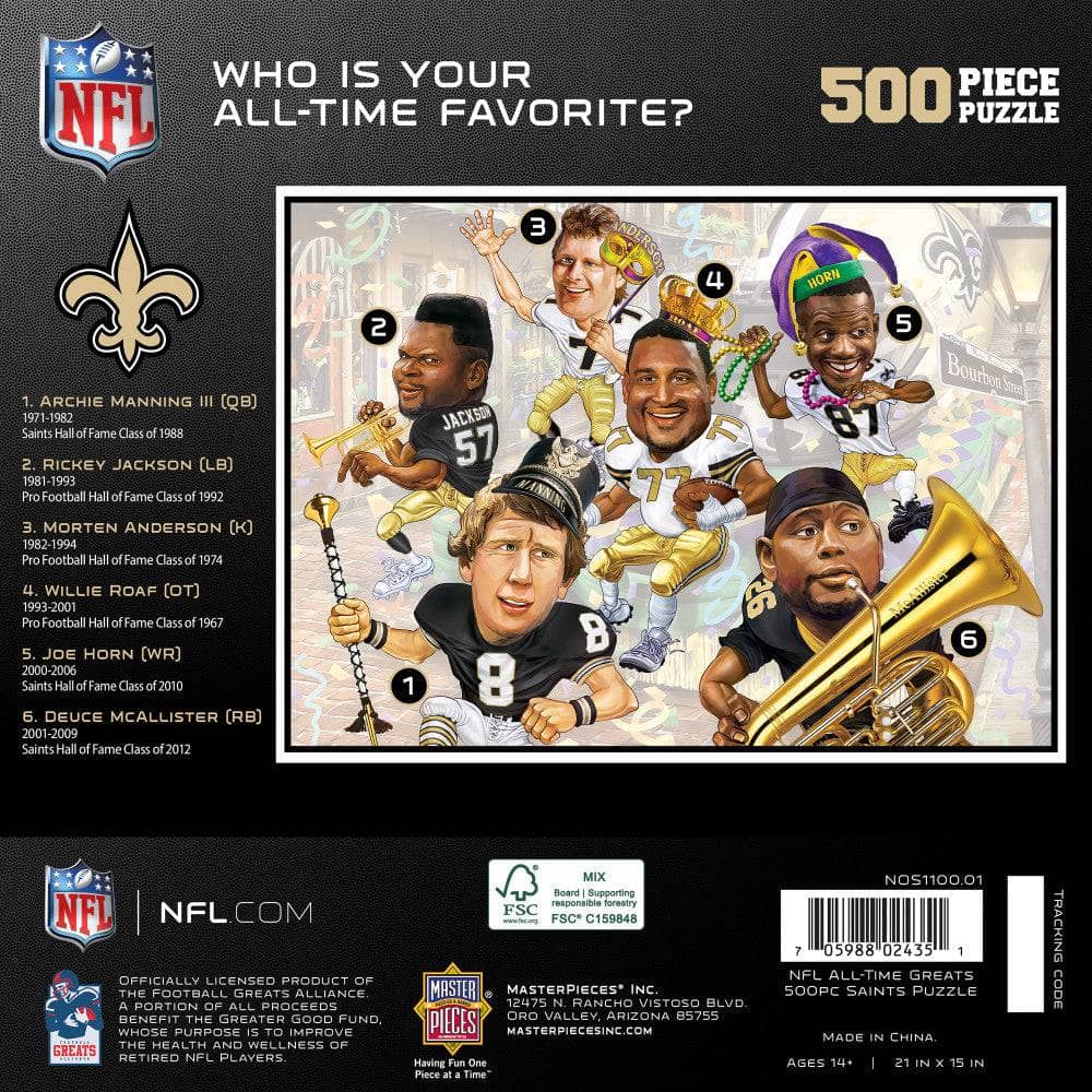 New Orleans Saints - All-Time Greats 500 Piece Jigsaw Puzzle