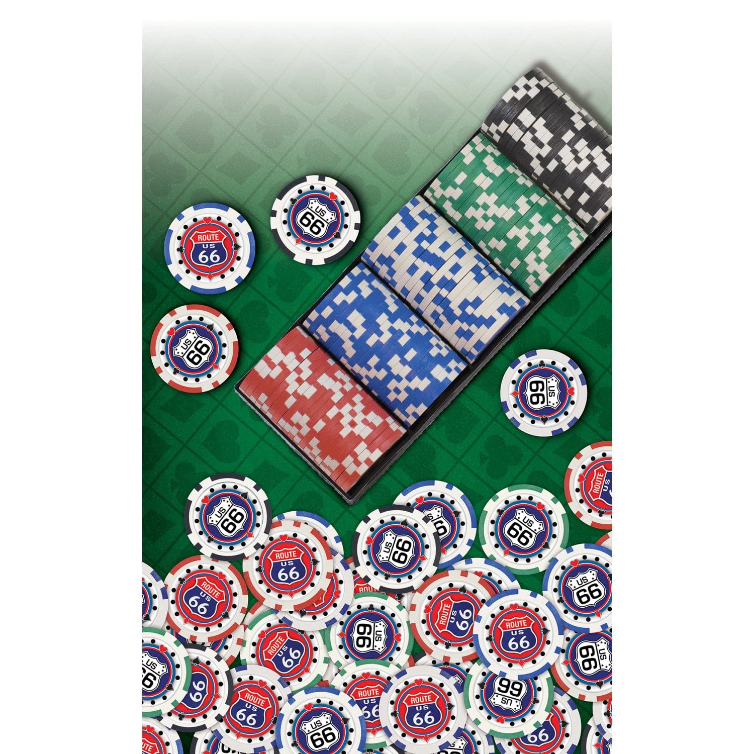 Route 66 100 Piece Poker Chip Set - Sports Gifts, Sports Memorabilia, Sports Collectibles, Fan Shop