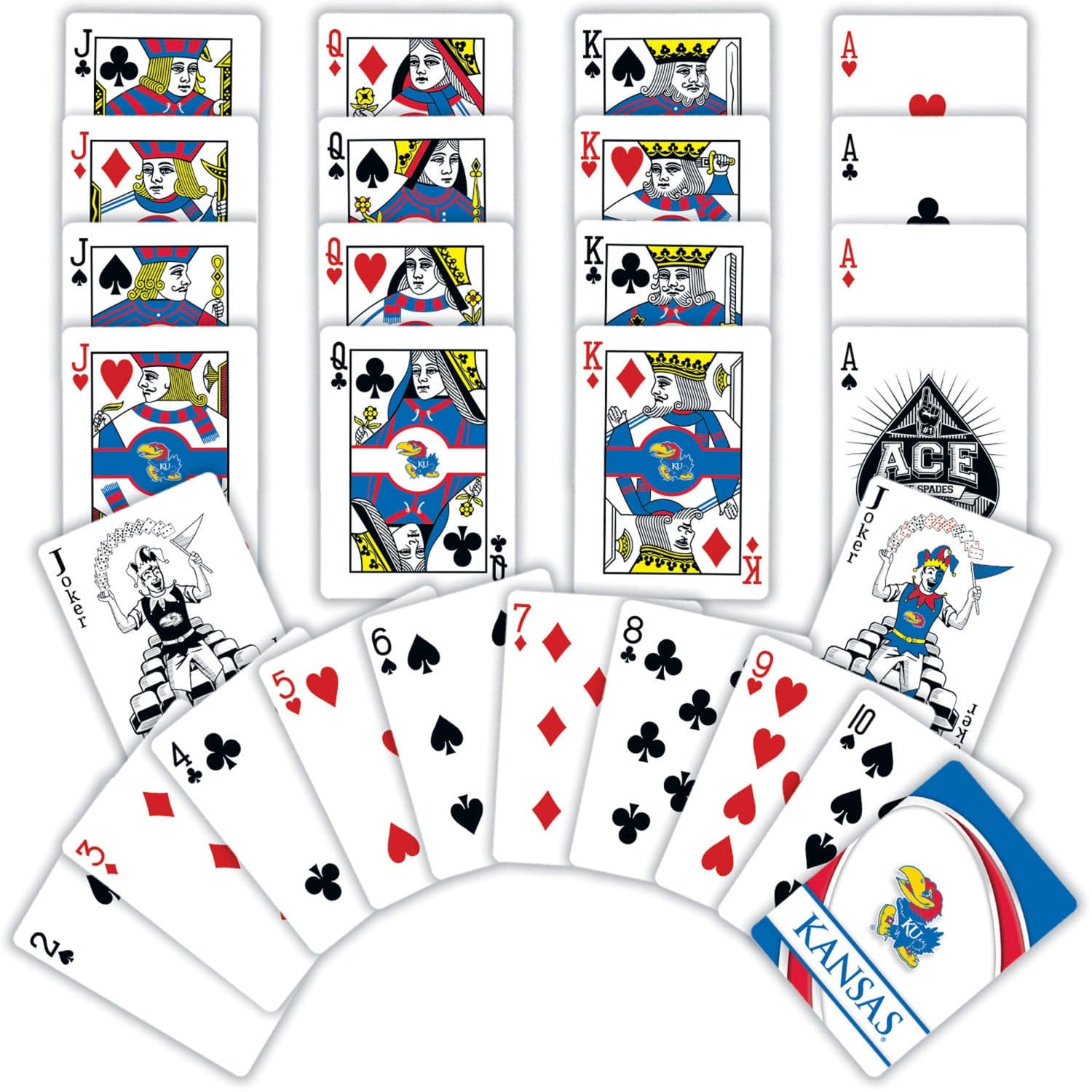Kansas Jayhawks 54-Card Deck Playing Cards - Sports Gifts, Sports Memorabilia, Sports Collectibles, Fan Shop