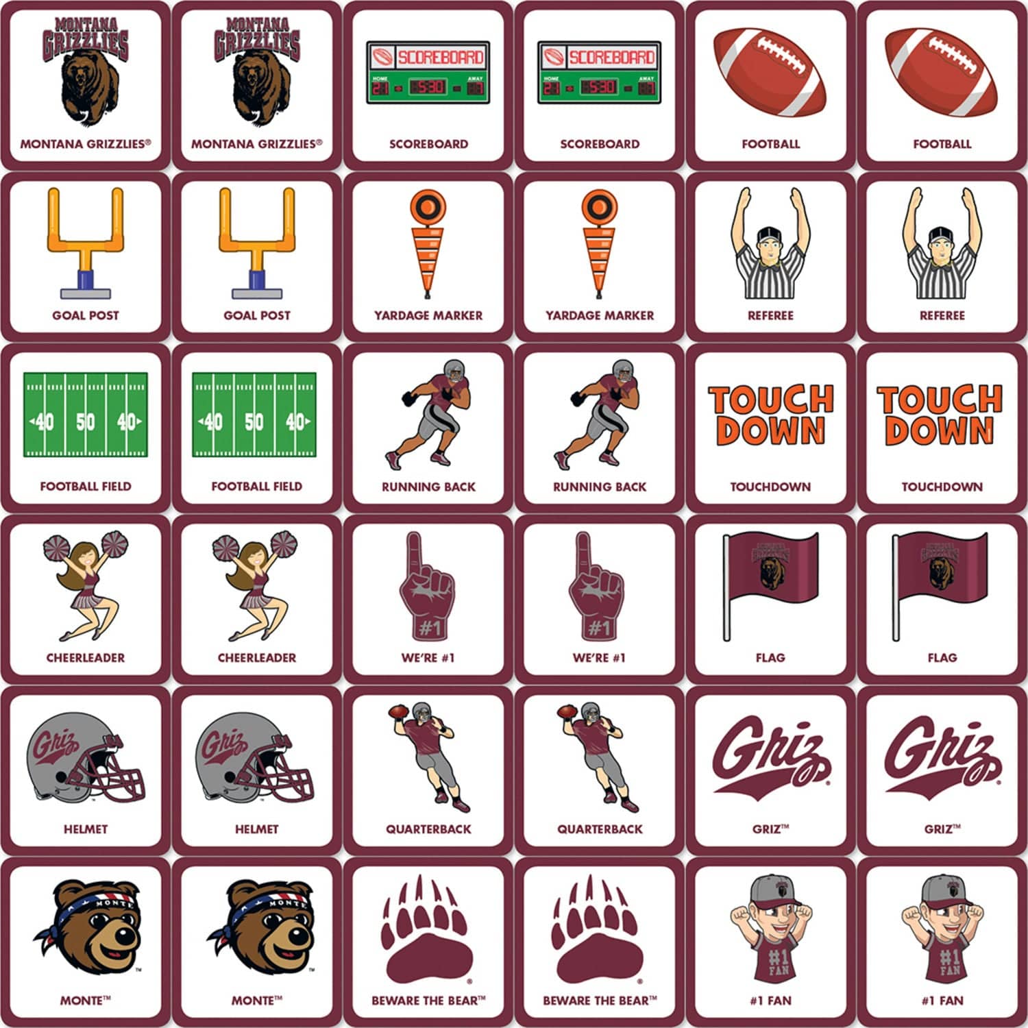Montana Grizzlies Memory Match Game - Sports Gifts, Sports Memorabilia, Sports Collectibles, Fan Shop