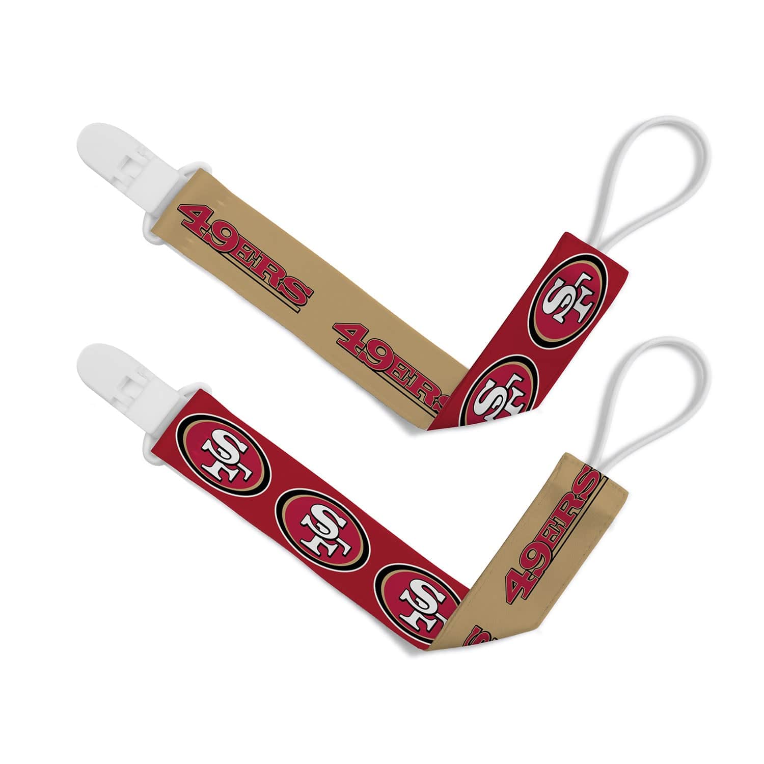 San Francisco 49ers Pacifier Clip Set - 2-Pack - Sports Gifts, Sports Memorabilia, Sports Collectibles, Fan Shop