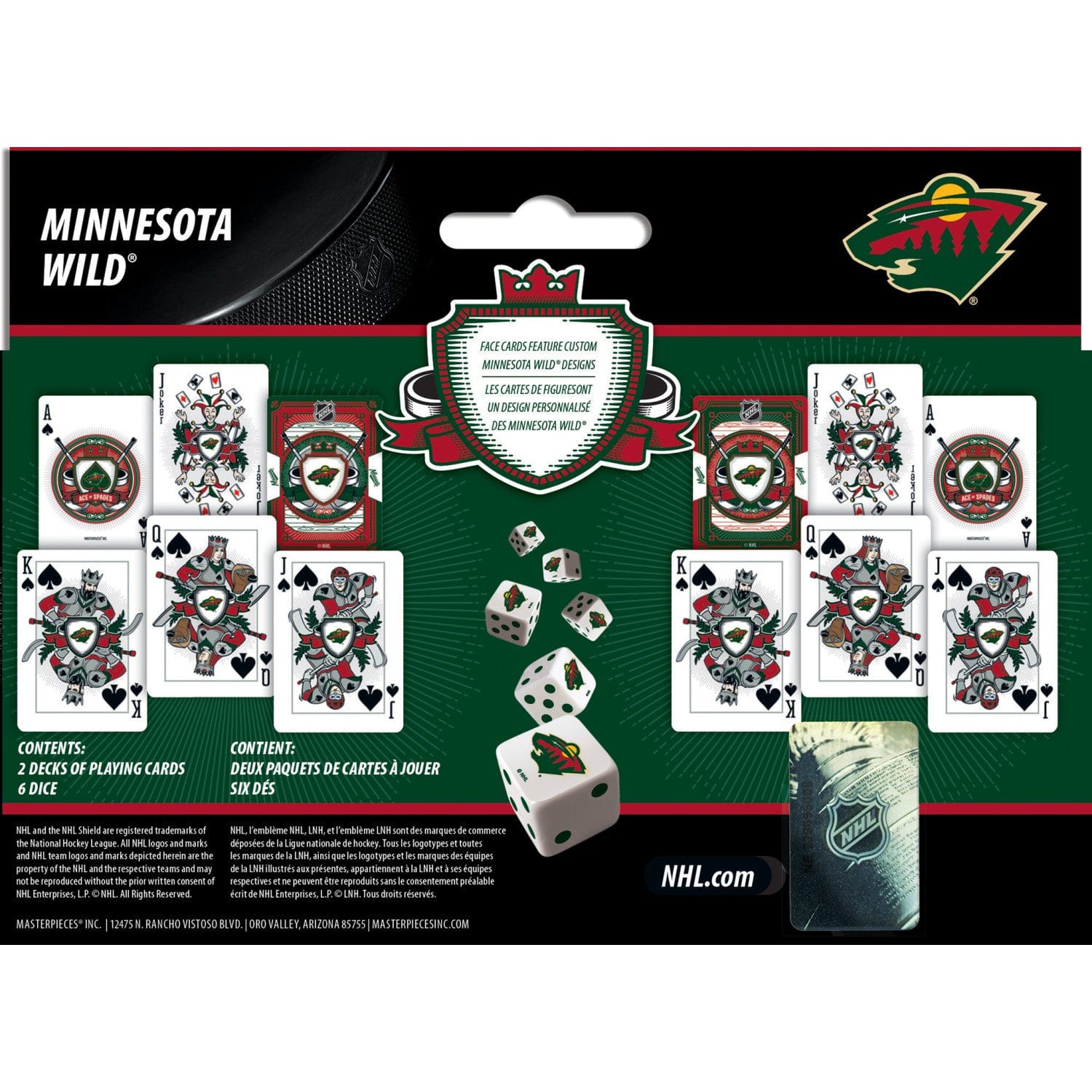 Minnesota Wild 2-Pack Playing Cards and Dice Set - Sports Gifts, Sports Memorabilia, Sports Collectibles, Fan Shop