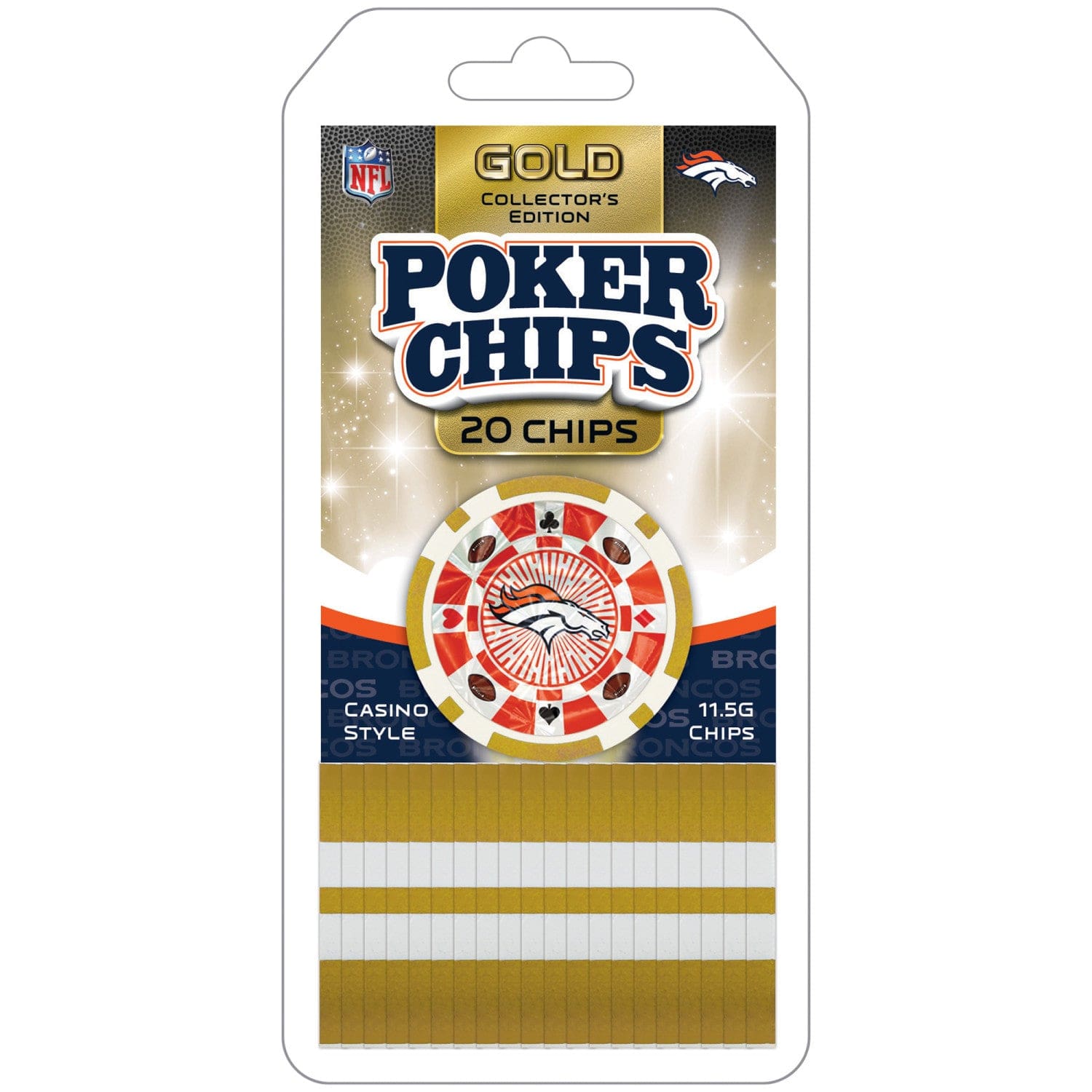 Denver Broncos 20-Piece Poker Chip Set - Sports Gifts, Sports Memorabilia, Sports Collectibles, Fan Shop