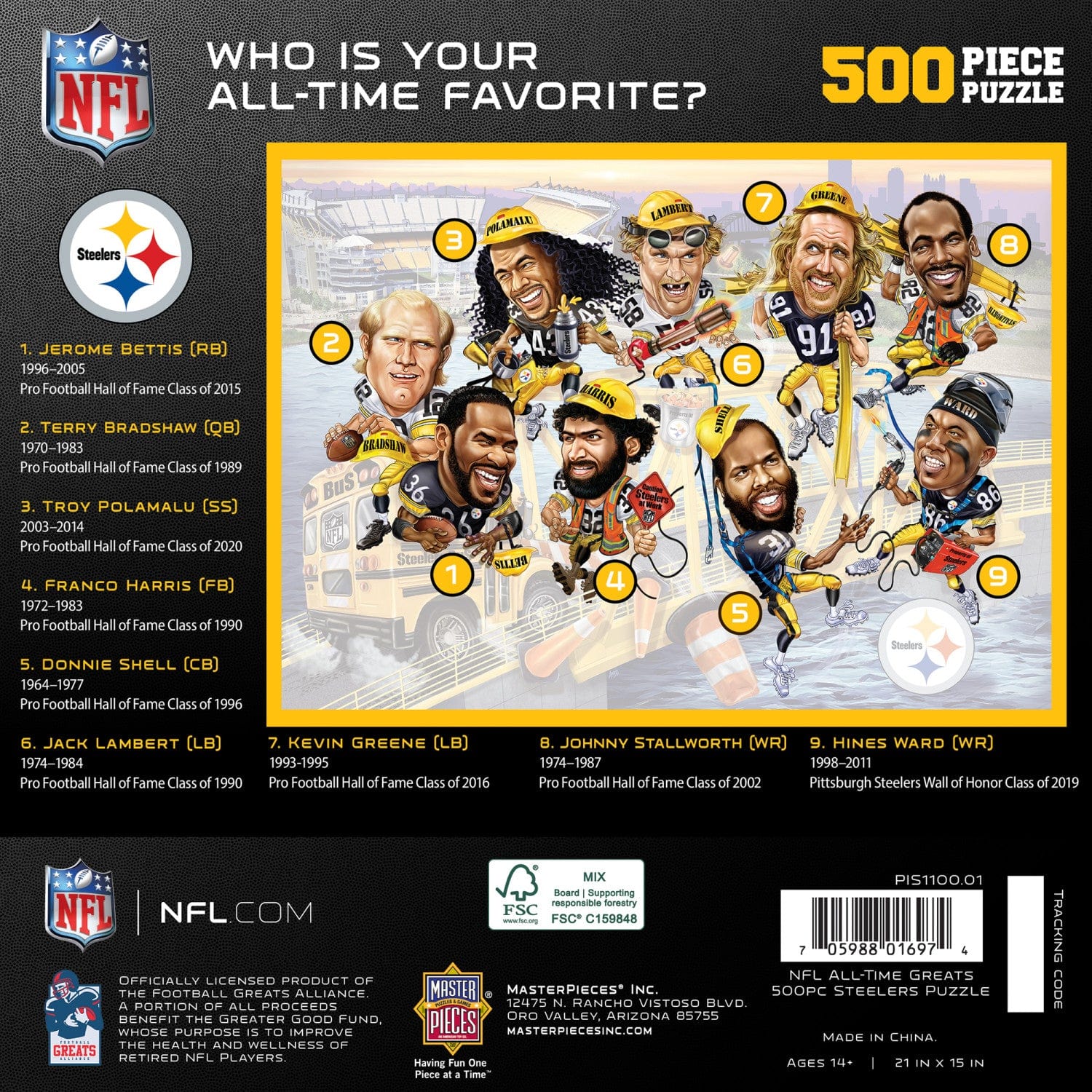 Pittsburgh Steelers Legends 500 Piece Jigsaw Puzzle - Sports Gifts, Sports Memorabilia, Sports Collectibles, Fan Shop