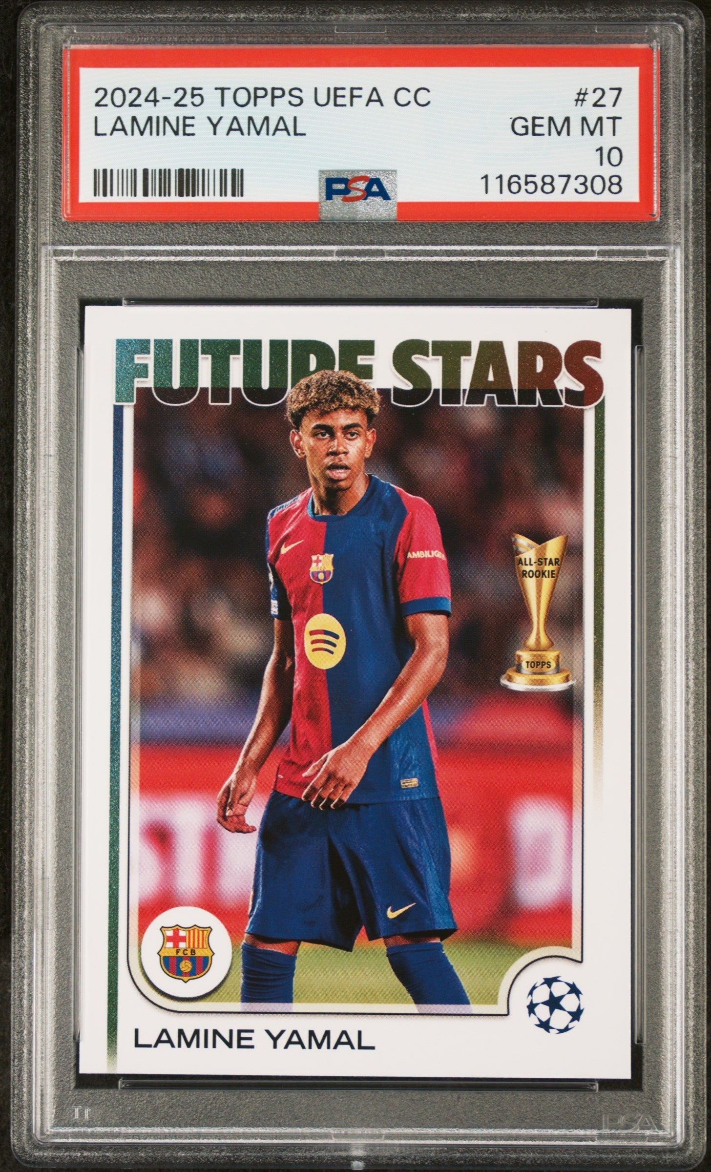 Graded 2024 Topps UEFA CC Lamine Yamal #27 Soccer Card PSA 10 Gem Mint