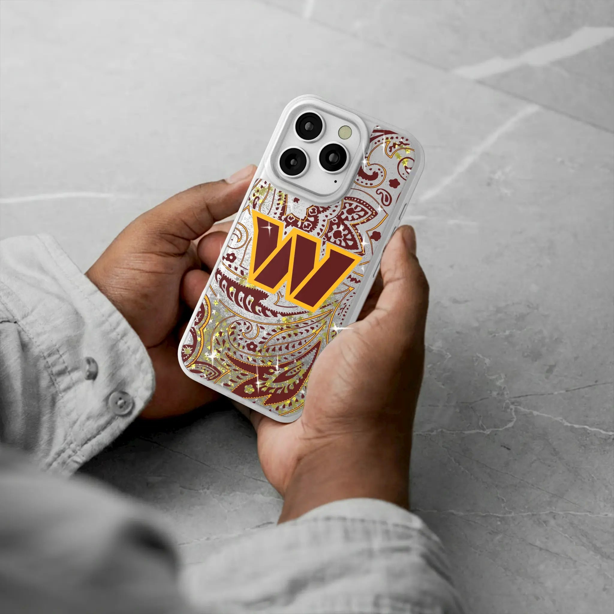 Washington Commanders Paisley Glitter Phone Case