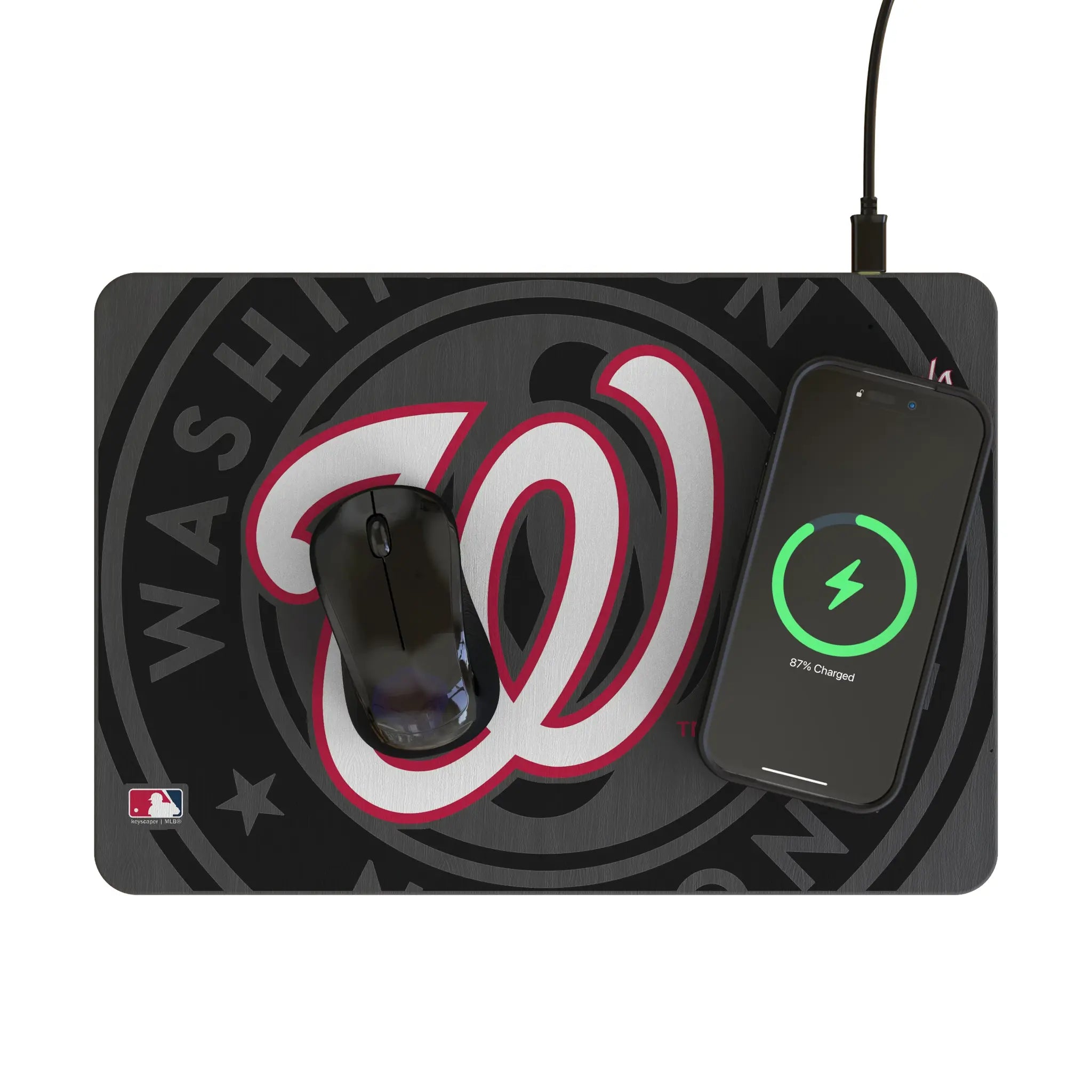 Washington Nationals Monocolor Tilt 15-Watt Wireless Charger and Mouse Pad