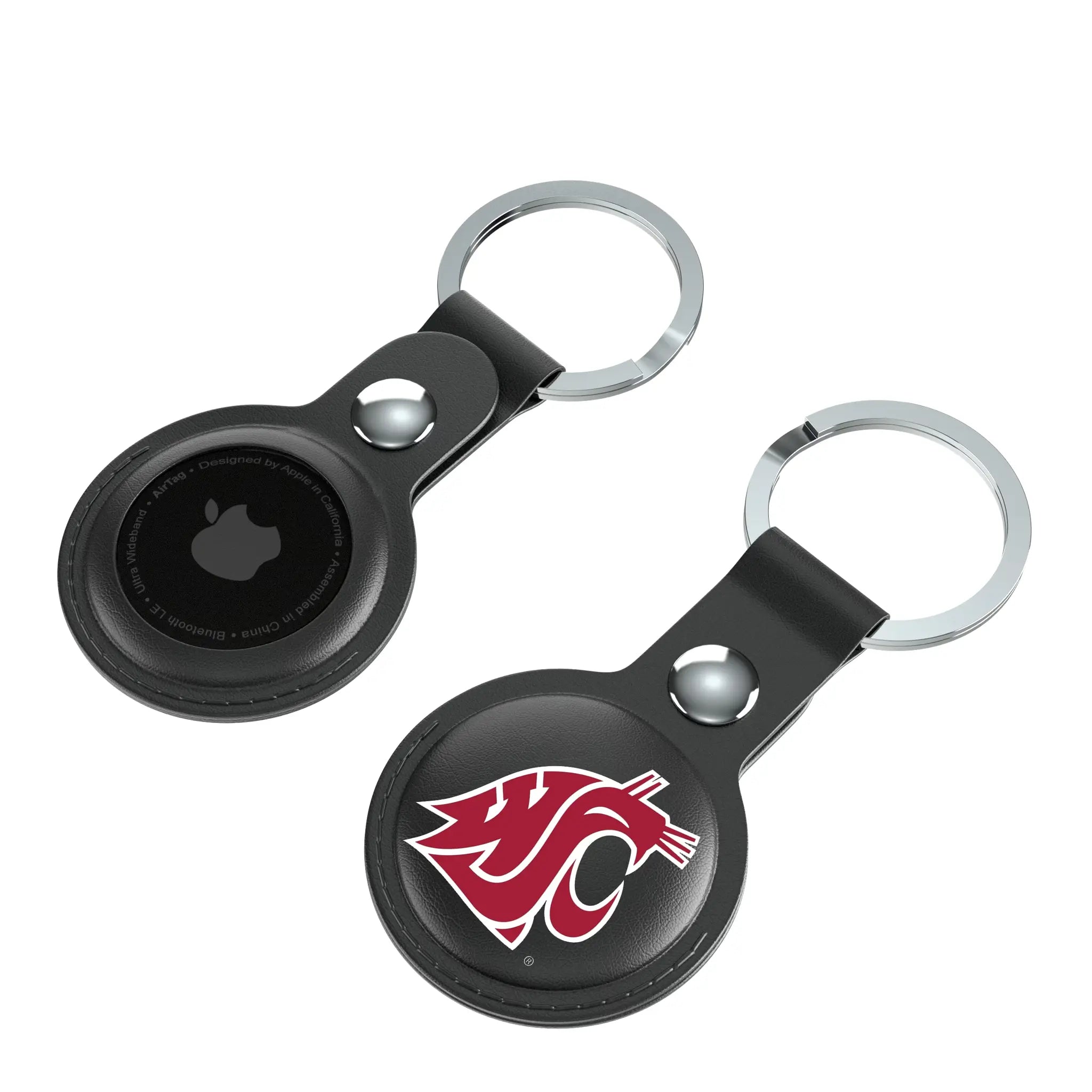 Washington State University Cougars Insignia Black Airtag Holder 2-Pack