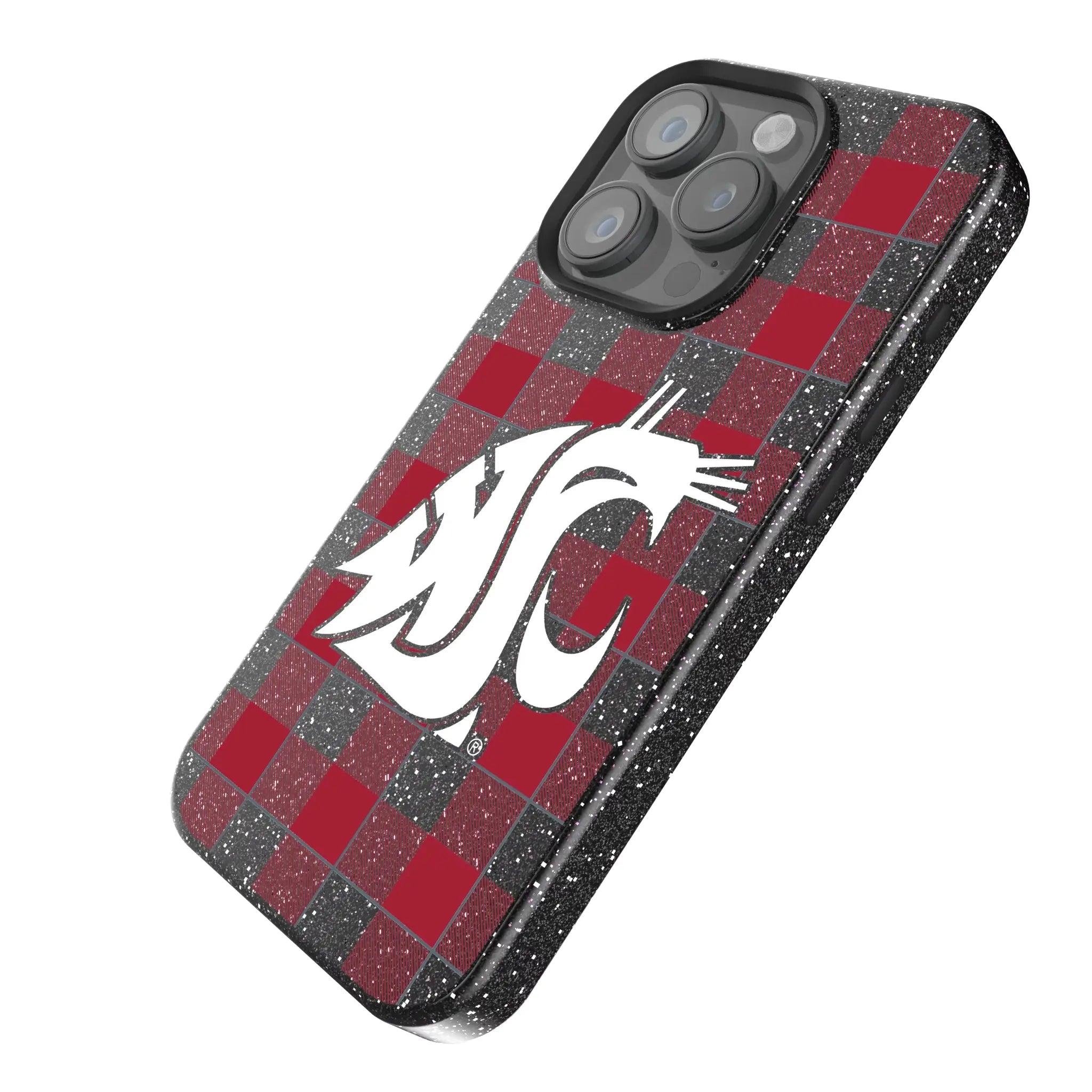 Washington State University Cougars Plaid Bling Phone Case