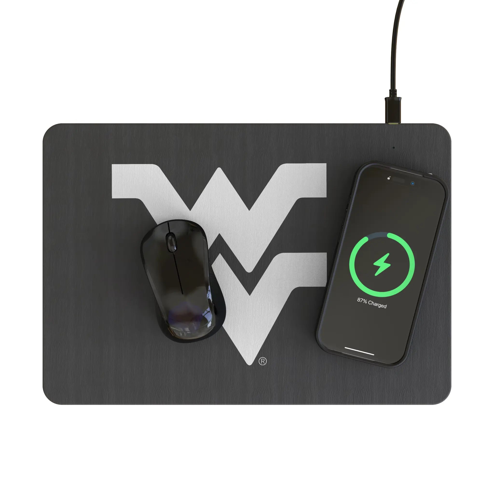 West Virginia University Mountaineers Monocolor Tilt 15-Watt Wireless Charger and Mouse Pad