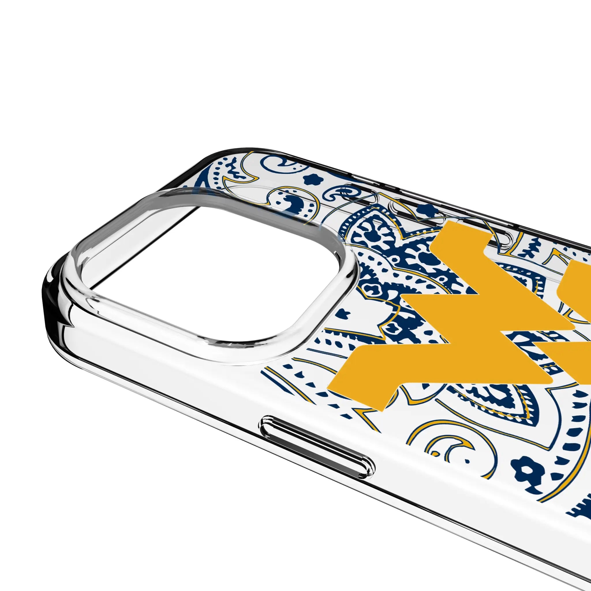 West Virginia University Mountaineers Paisley Clear Phone Case for Apple iPhone