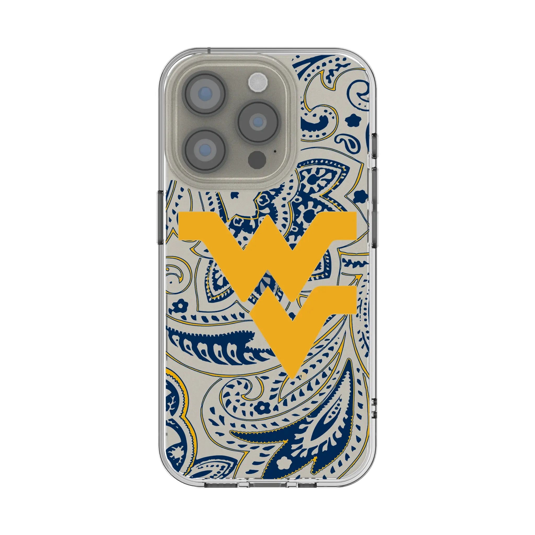 West Virginia University Mountaineers Paisley Clear Phone Case for Apple iPhone