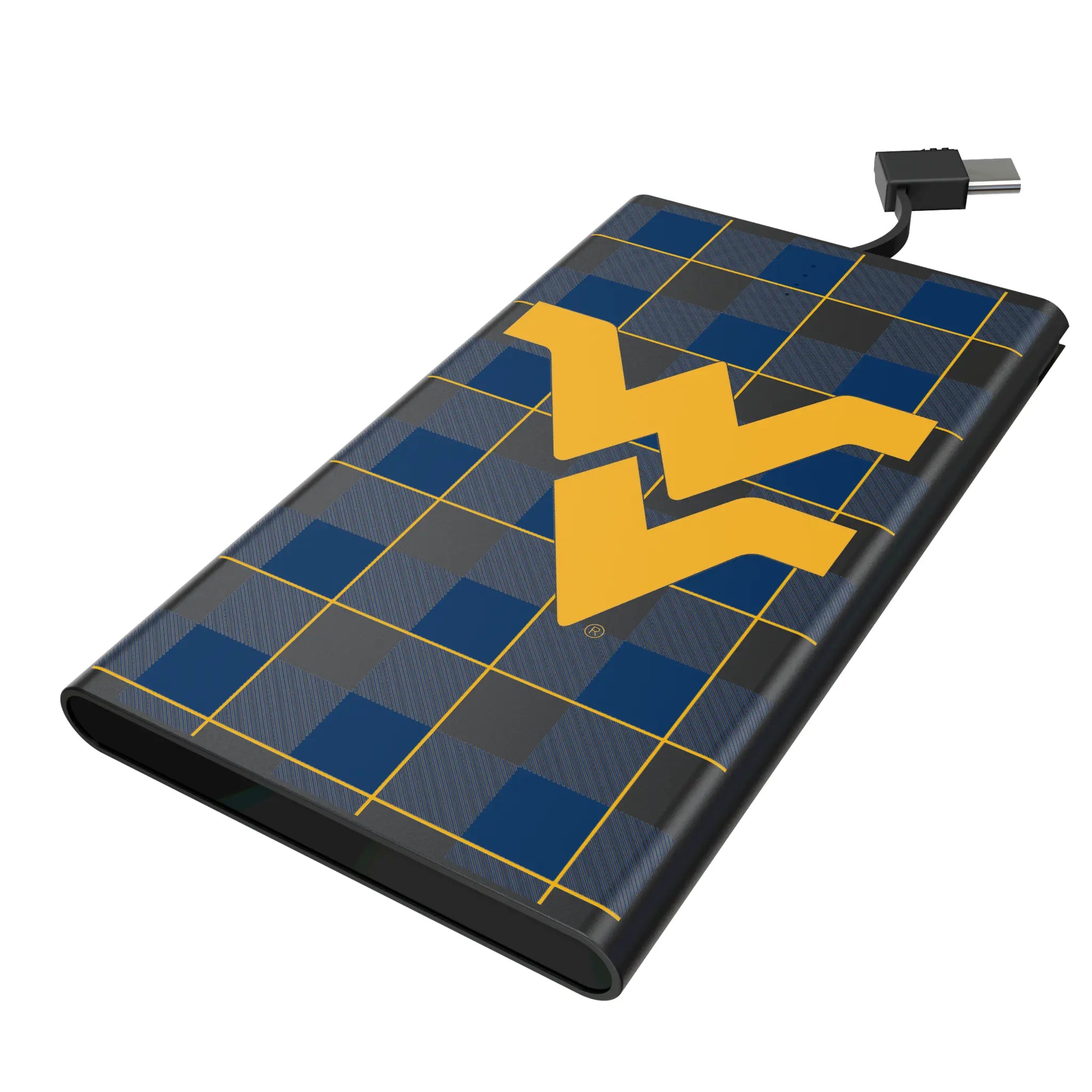 West Virginia University Mountaineers Plaid 5000mAh Flat Powerbank