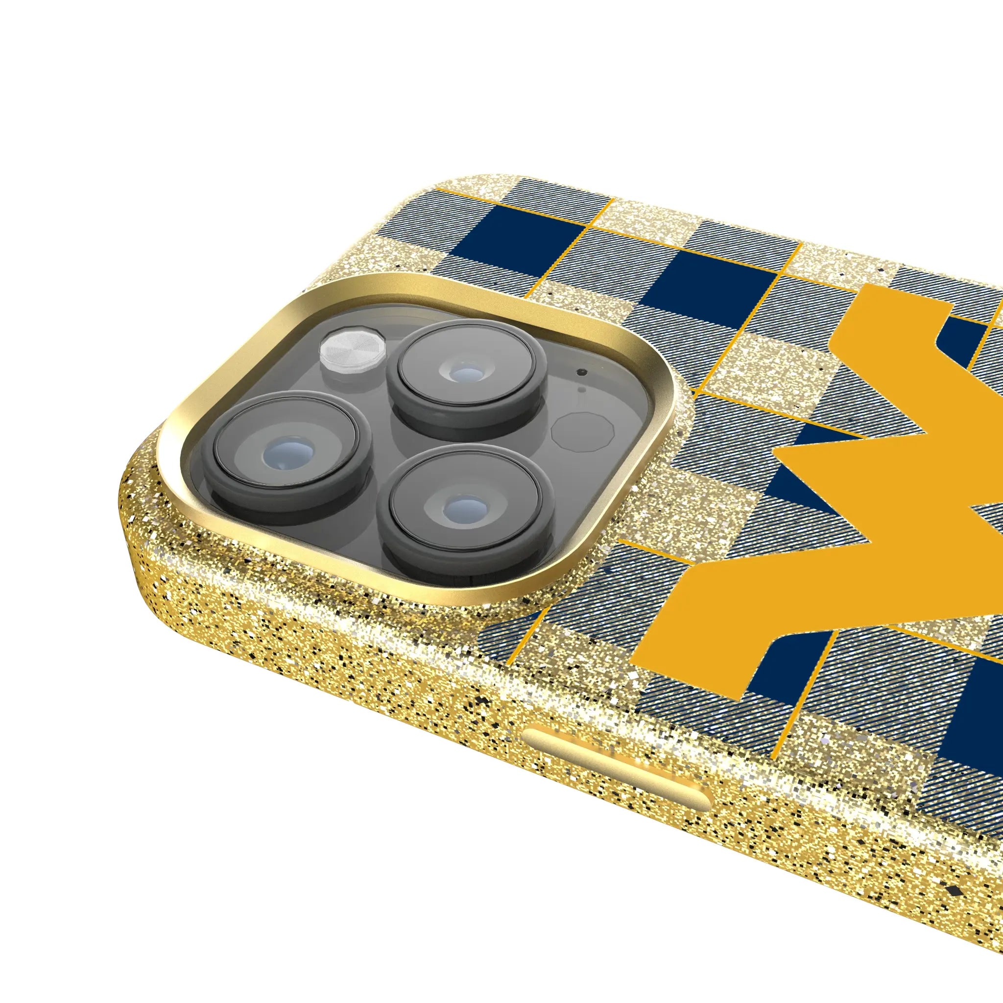West Virginia University Mountaineers Plaid Bling Phone Case