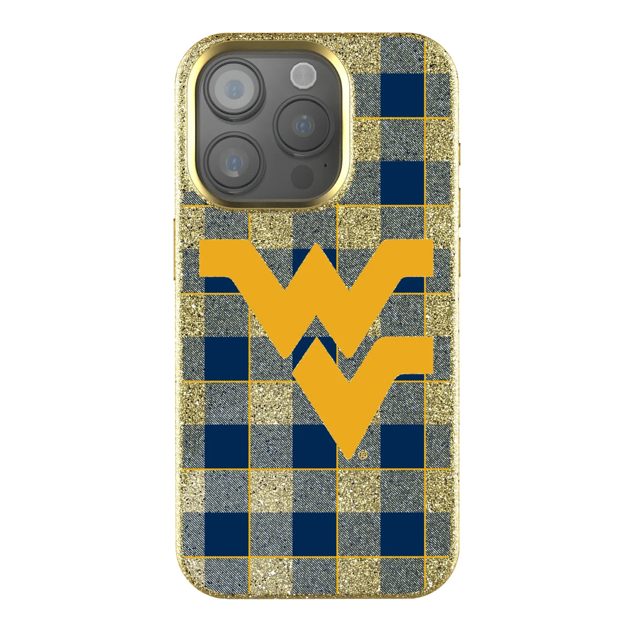 West Virginia University Mountaineers Plaid Bling Phone Case