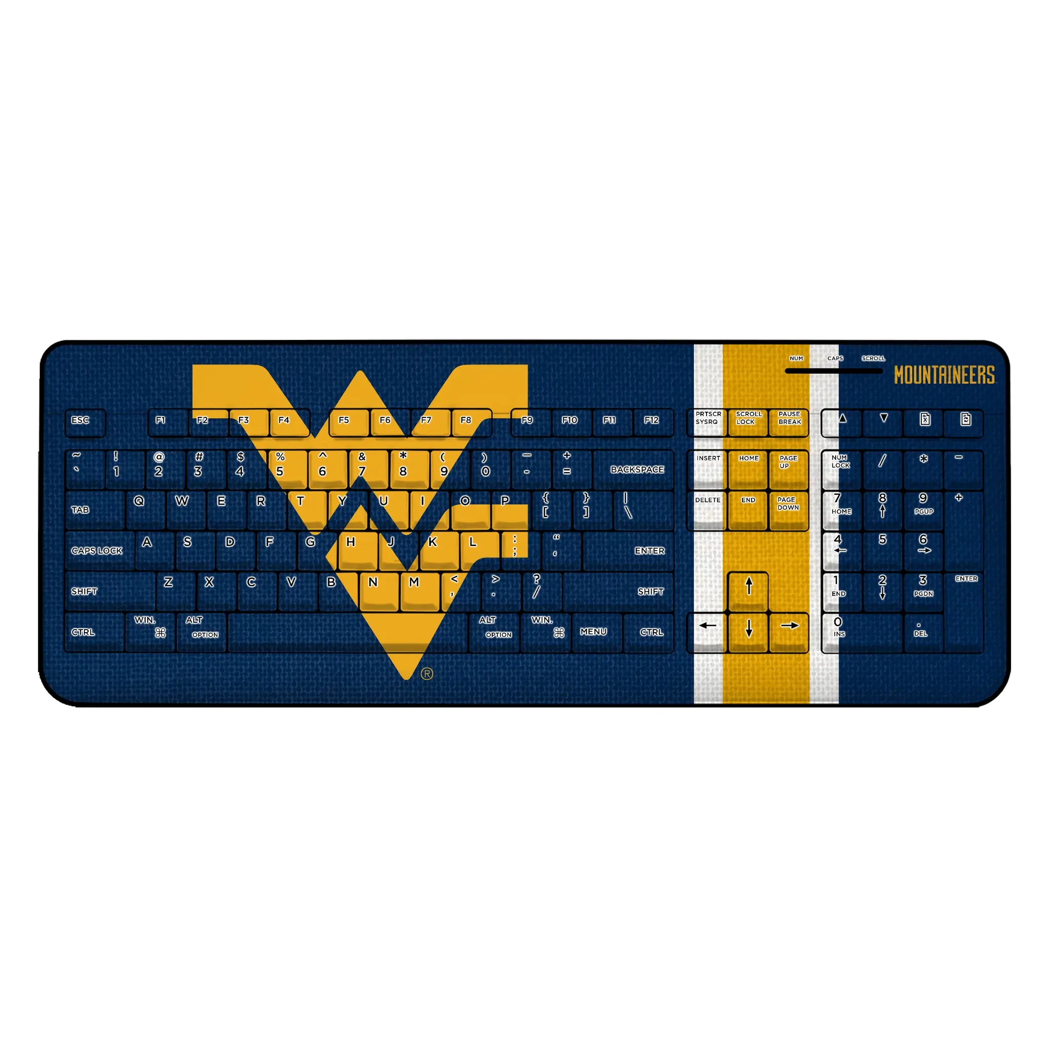 West Virginia University Mountaineers Stripe Wireless USB Keyboard