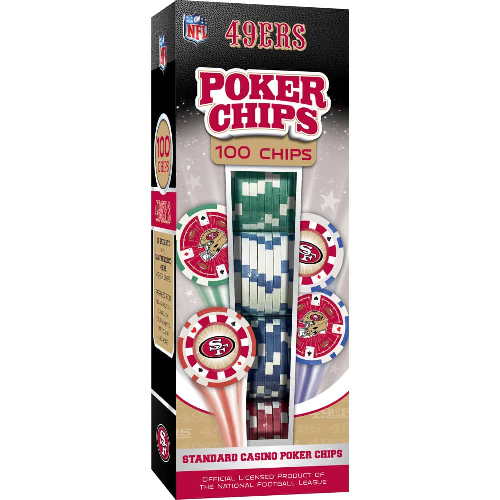San Francisco 49ers 100 Piece Poker Chip Set - Sports Gifts, Sports Memorabilia, Sports Collectibles, Fan Shop