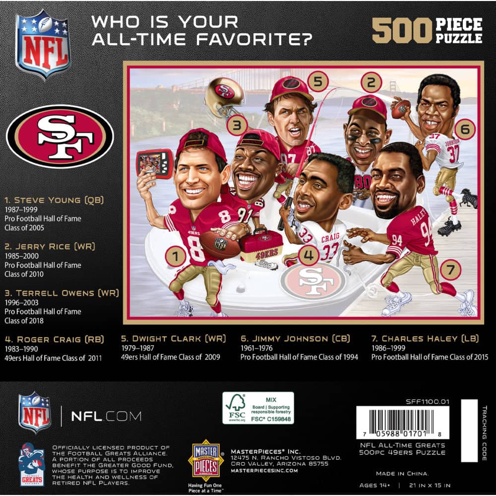 San Francisco 49ers - Legendary Players 500 Piece Jigsaw Puzzle - Sports Gifts, Sports Memorabilia, Sports Collectibles, Fan Shop