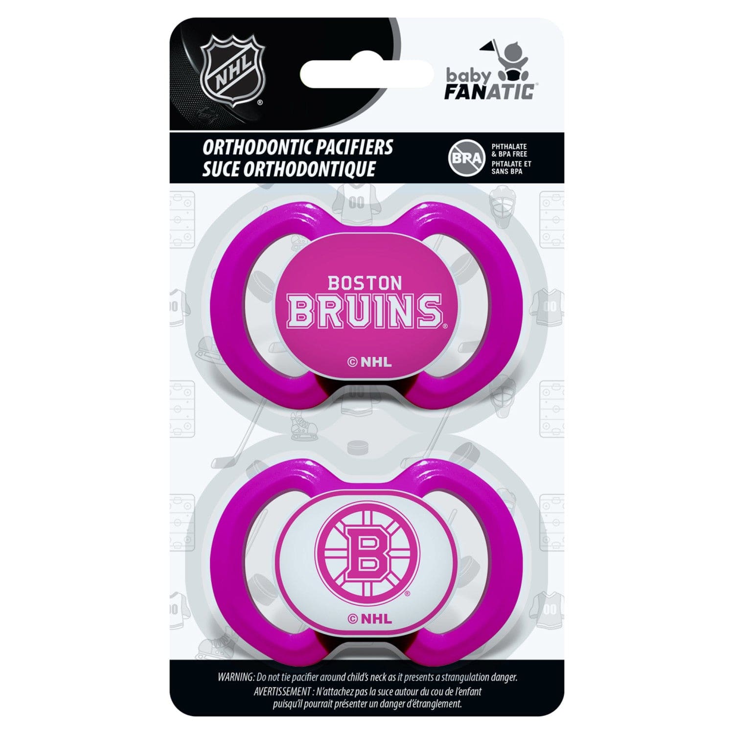 Boston Bruins Pink Pacifier 2-Pack - Sports Gifts, Sports Memorabilia, Sports Collectibles, Fan Shop
