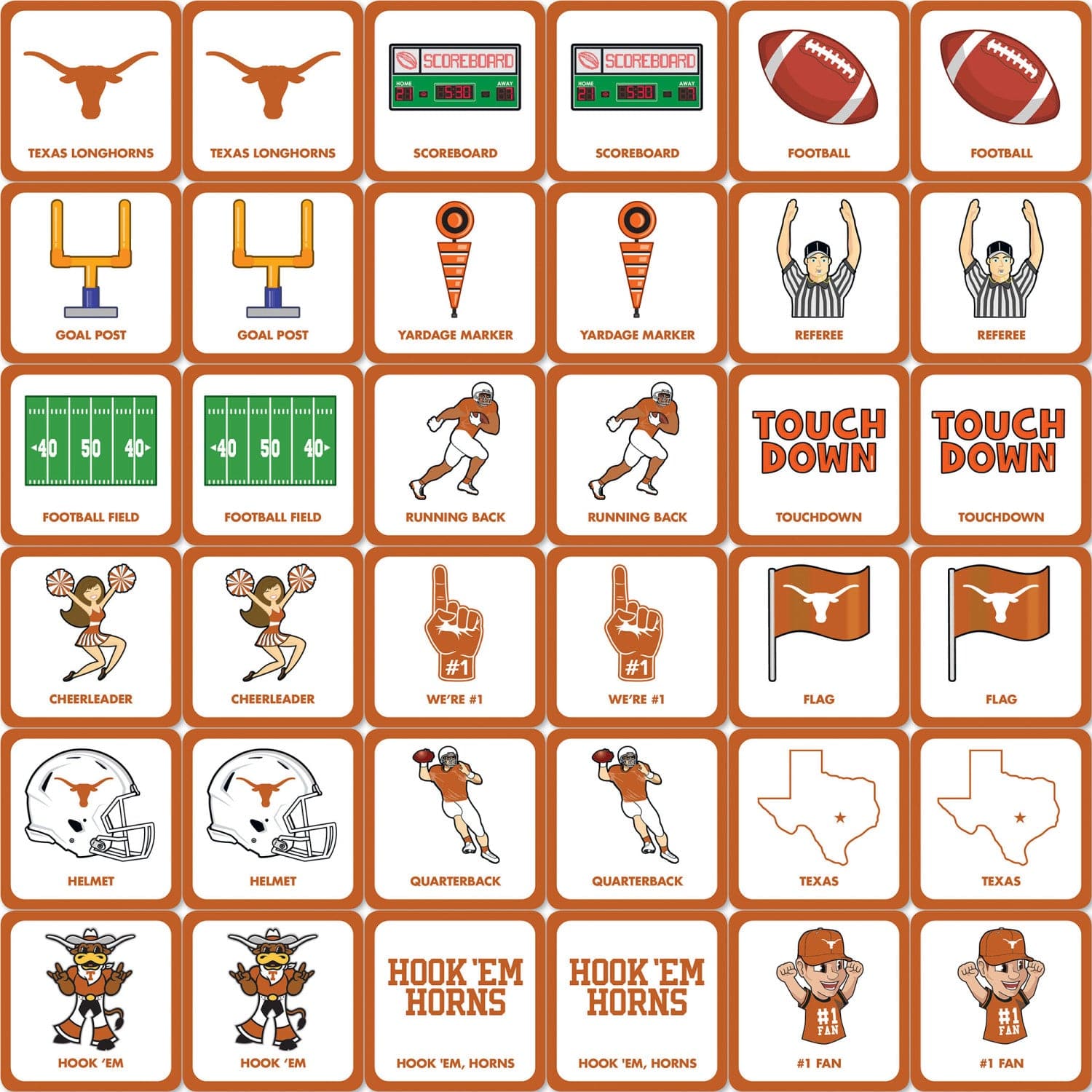 Texas Longhorns Memory Match Game - Sports Gifts, Sports Memorabilia, Sports Collectibles, Fan Shop