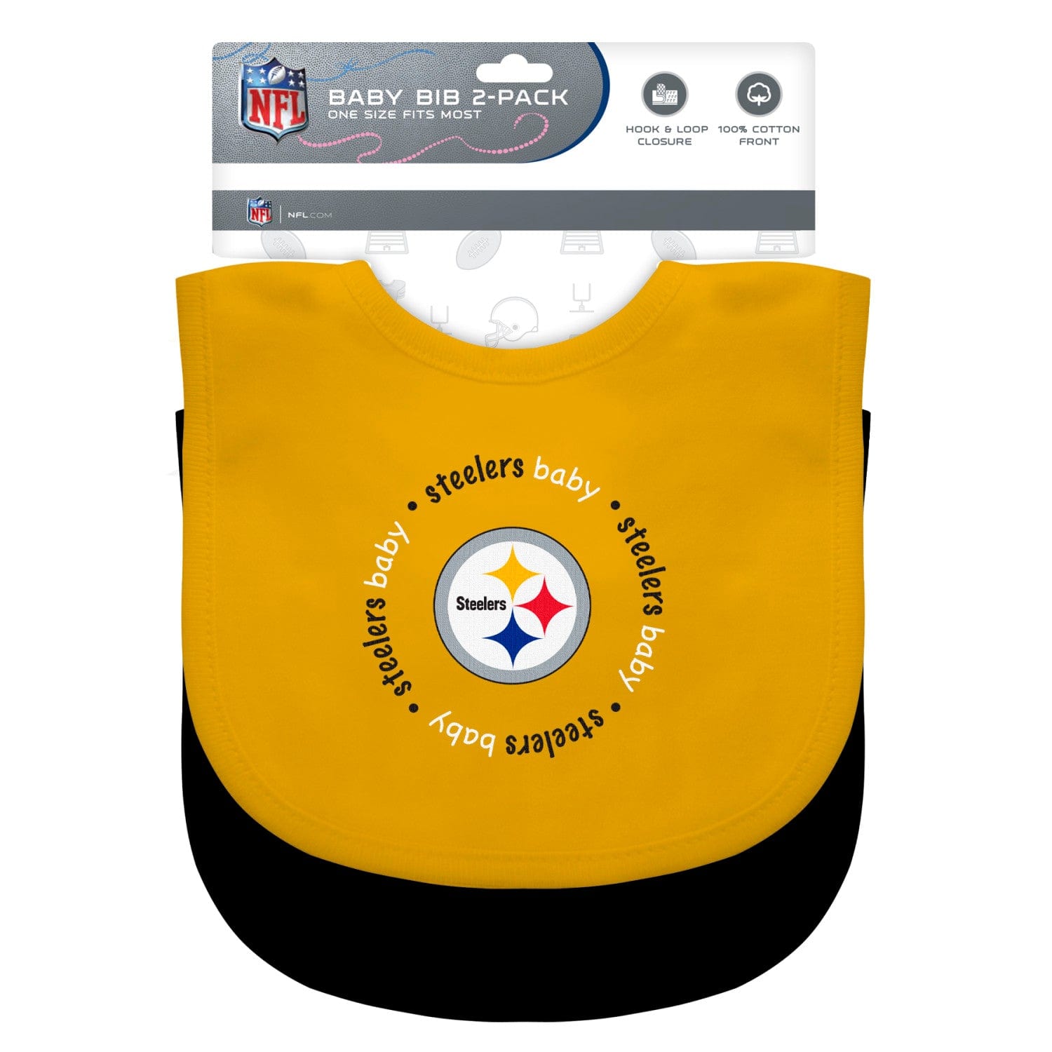 Pittsburgh Steelers Baby Bibs 2-Pack - Yellow & Black