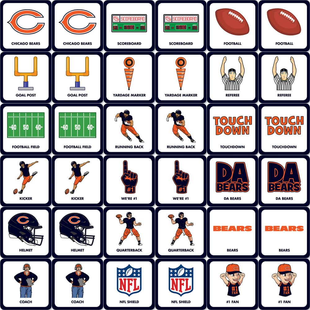 Chicago Bears Memory Matching Game