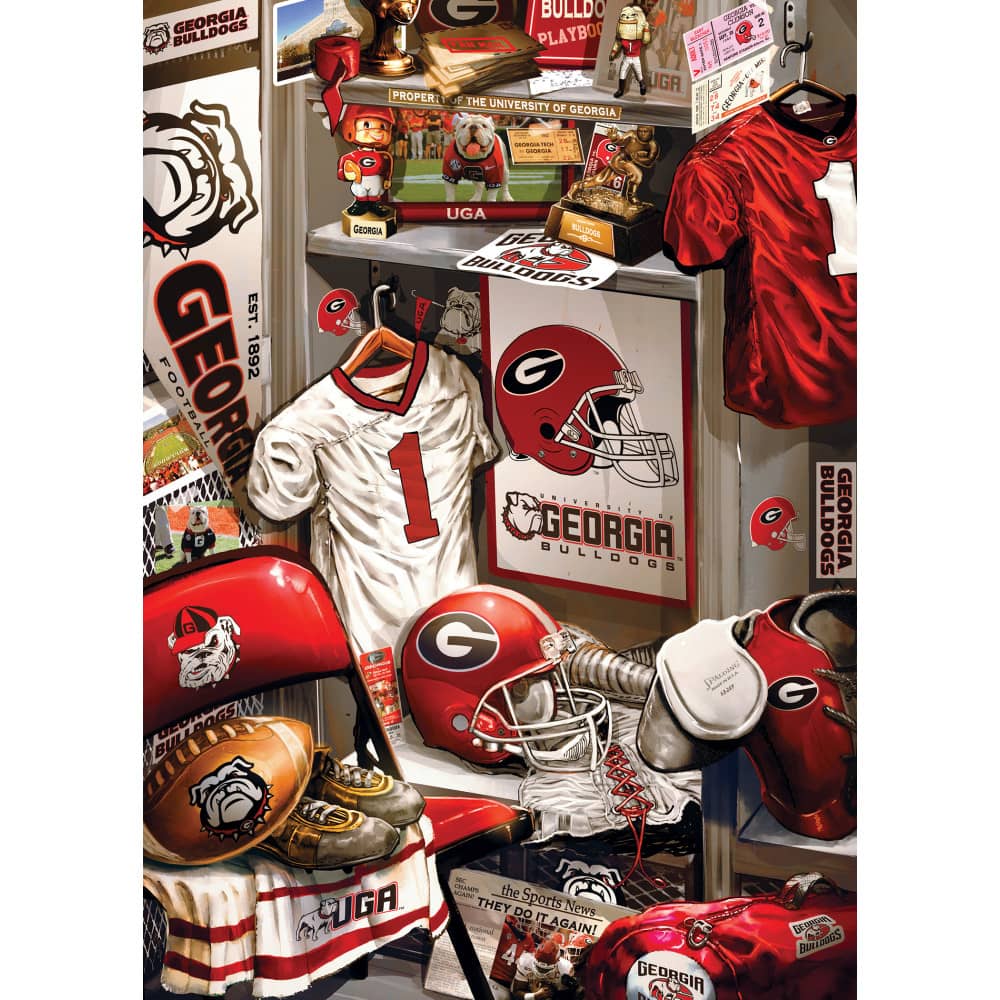 Georgia Bulldogs Locker Room 500 Piece Jigsaw Puzzle - Sports Gifts, Sports Memorabilia, Sports Collectibles, Fan Shop